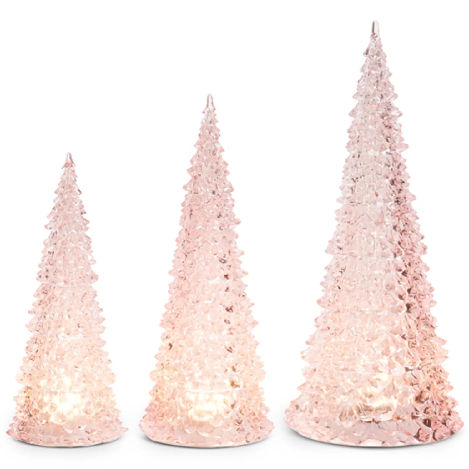 The Jolly Christmas Shop A Blushing Holiday | Pink Christmas Decorations | Raz 15.5" Set Of 3 Lighted Pink Christmas Trees 4416231