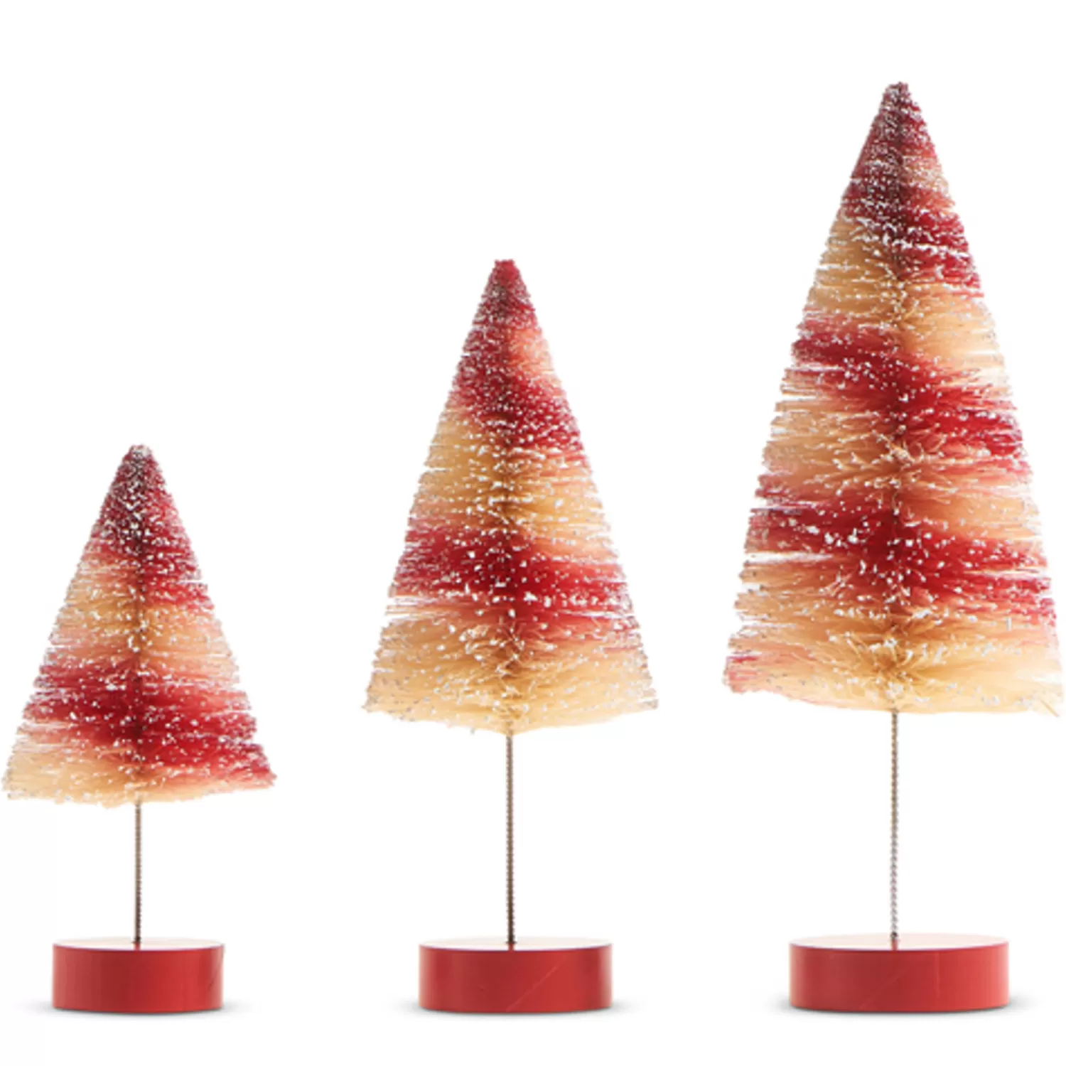 The Jolly Christmas Shop Jingle And Cocoa | Gingerbread Christmas Decorations | Raz 15" Peppermint Swirl Bottle Brush Trees Set Of 3 4315554