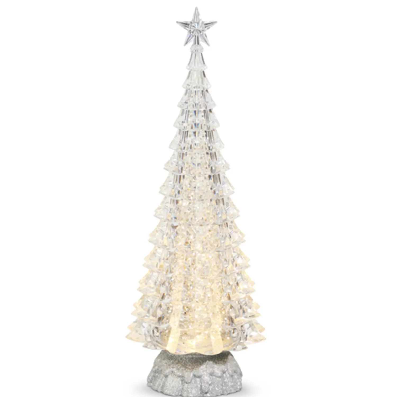 The Jolly Christmas Shop Oh Night Divine | Christmas Traditions | Raz 15" Silver Or Gold Lighted Tree With Swirling Glitter Christmas Water Globe Decoration