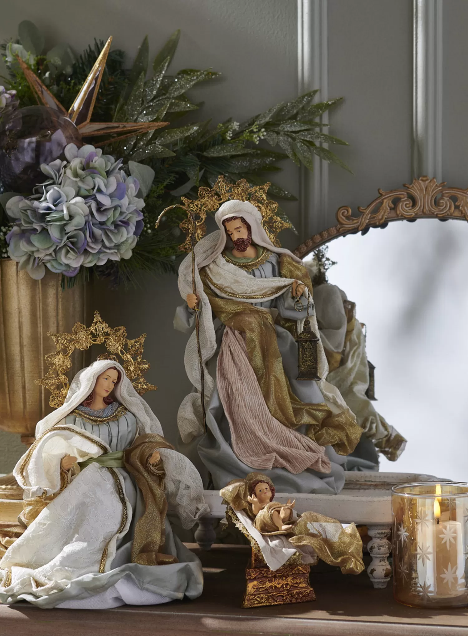 The Jolly Christmas Shop Celebrate The Season | Oh Night Divine | Raz 16.5" Blue Holy Family Christmas Nativity Decoration 4310660