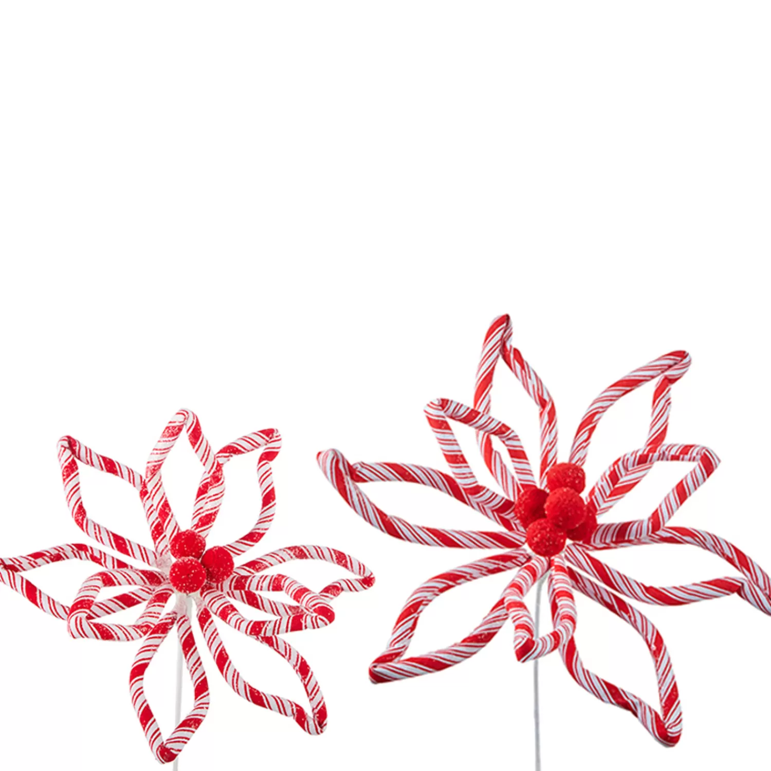The Jolly Christmas Shop Jingle And Cocoa | The Candy Shop | Raz 16.5" Or 24.5" Peppermint Floral Poinsettia Christmas Tree Pick