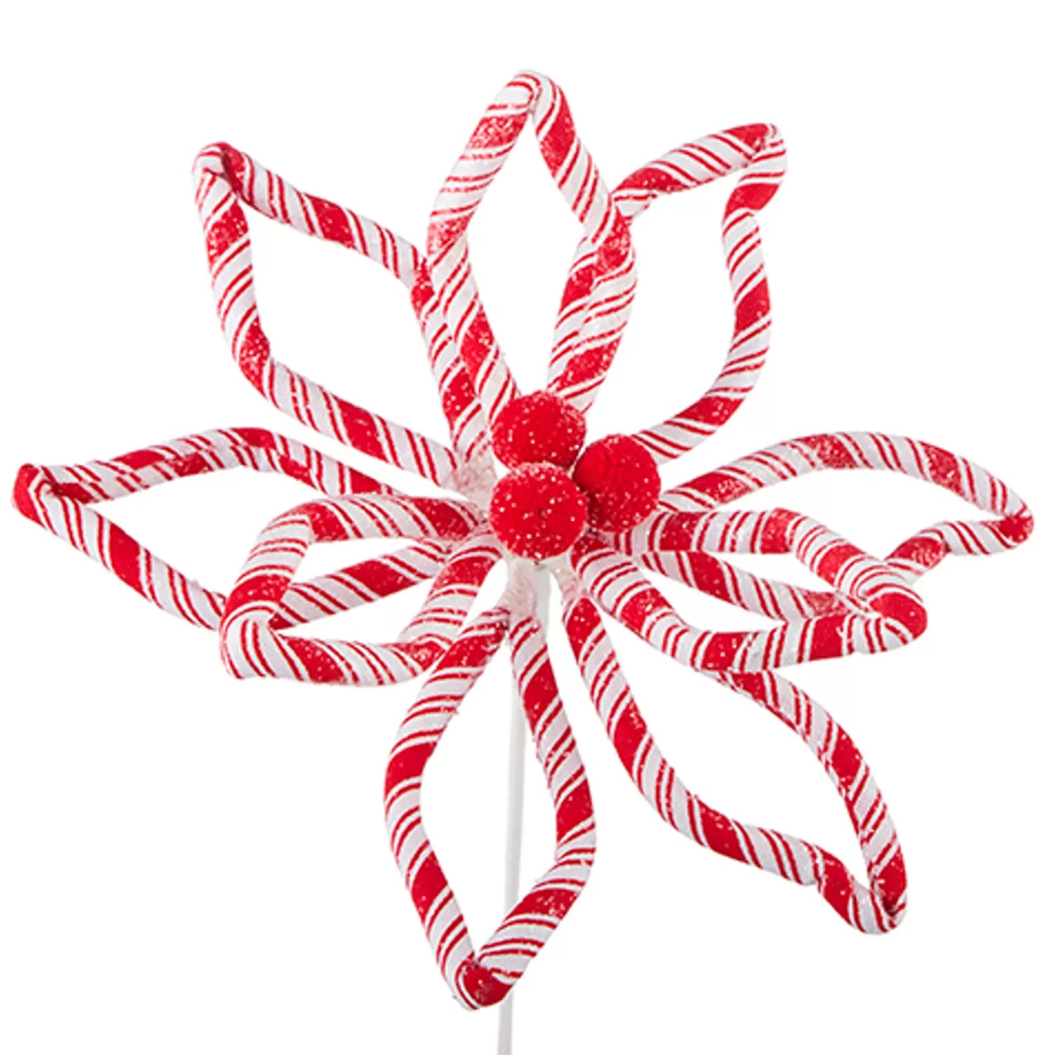 The Jolly Christmas Shop Jingle And Cocoa | The Candy Shop | Raz 16.5" Or 24.5" Peppermint Floral Poinsettia Christmas Tree Pick