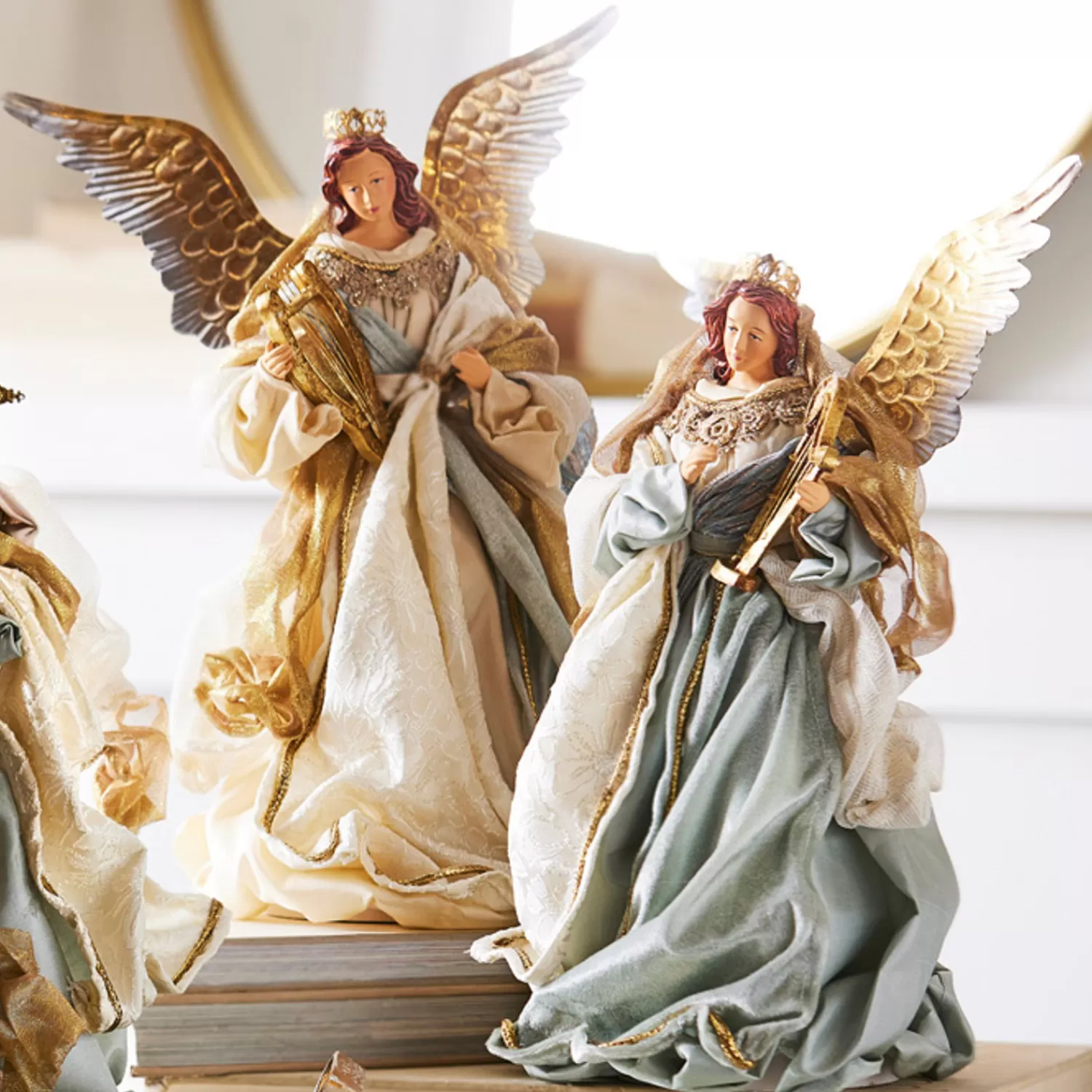 The Jolly Christmas Shop Celebrate The Season | Oh Night Divine | Raz 16" Blue Angel With Harp Christmas Figure 4310661