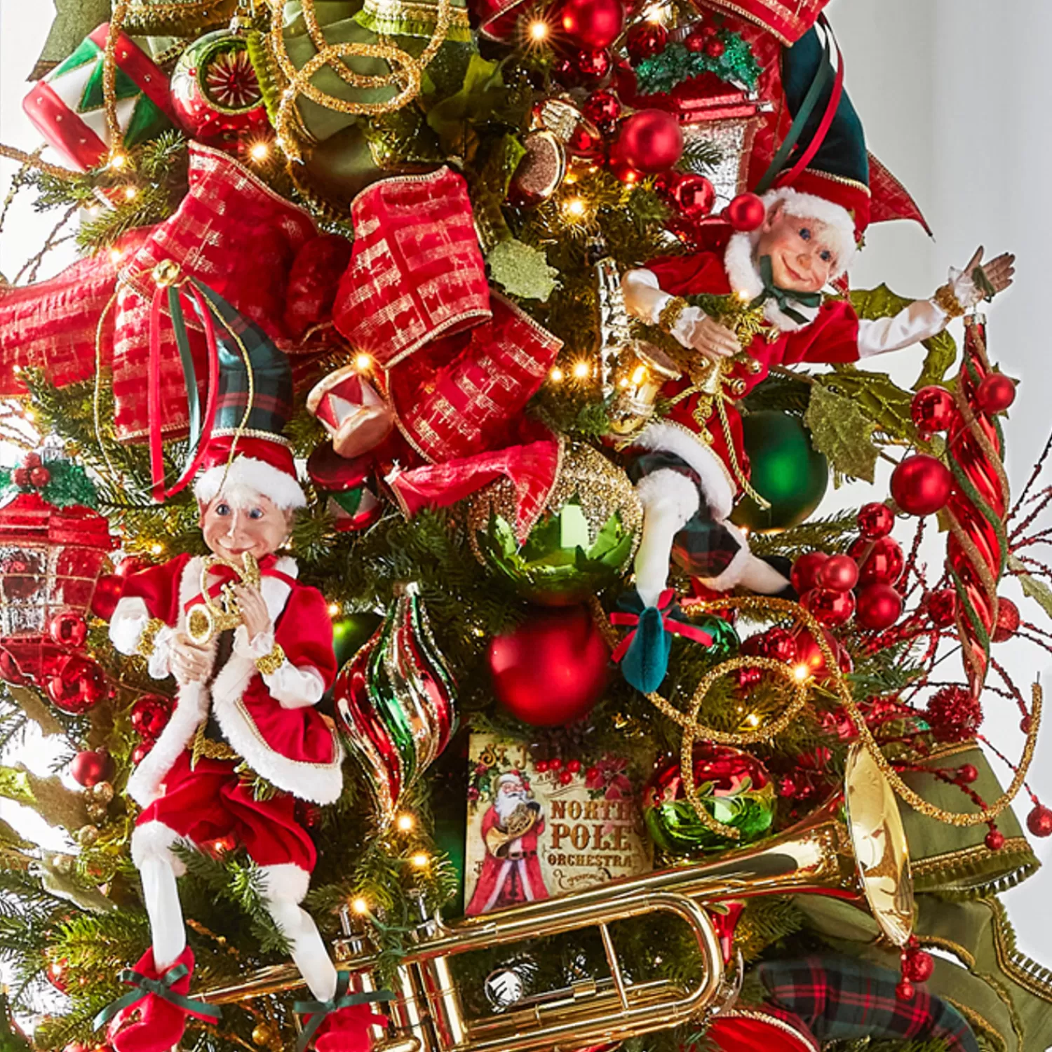 The Jolly Christmas Shop Classic Carols | Plaid | Raz 16" Red And Plaid Posable Christmas Elf Figure 4302355