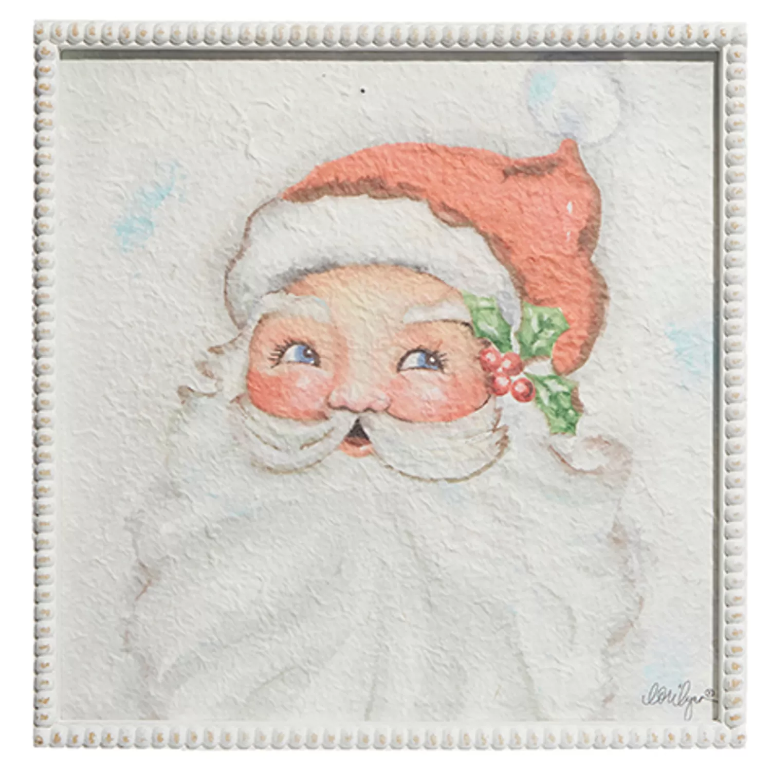 The Jolly Christmas Shop Jingle And Cocoa | Santa Christmas Decorations | Raz 16" Santa Face Framed Wall Art Christmas Sign 4359054