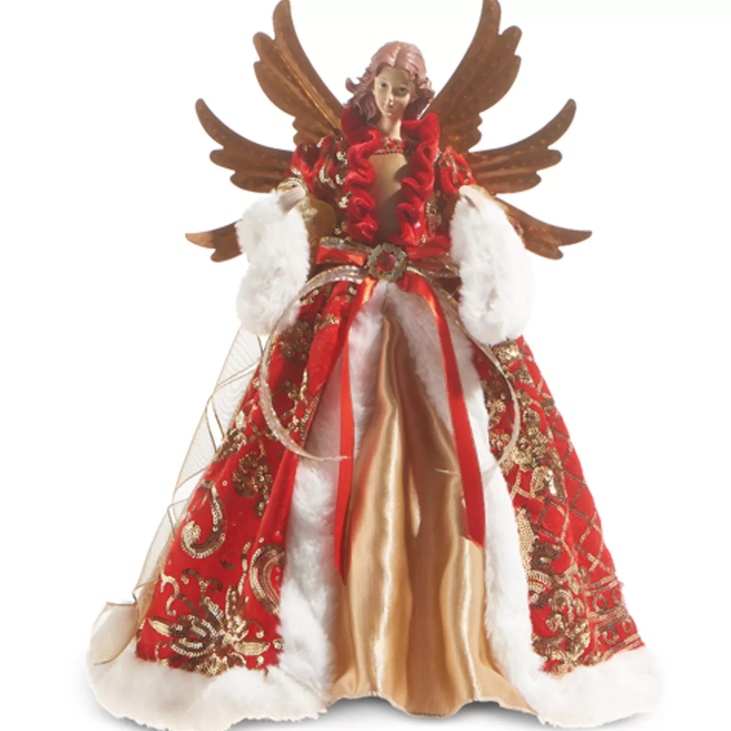 The Jolly Christmas Shop O Tannebaun | Traditional Christmas Decorations | Raz 17.5" Red And Gold Angel Christmas Tree Topper 4315559