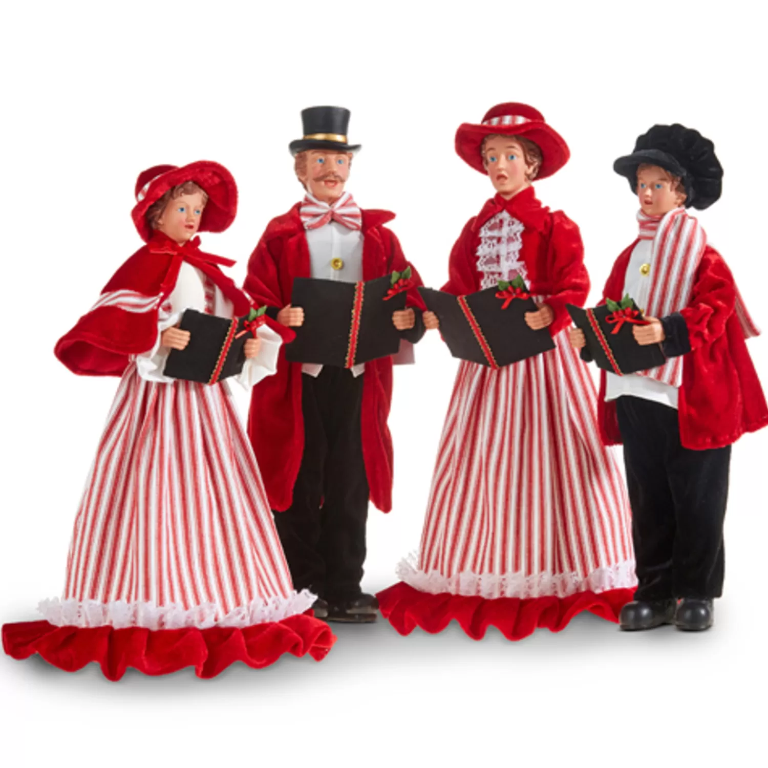The Jolly Christmas Shop Heartfelt Holiday | Figures | Raz 17.75" Red, White, And Black Carolers Family Christmas Decoration 4322101