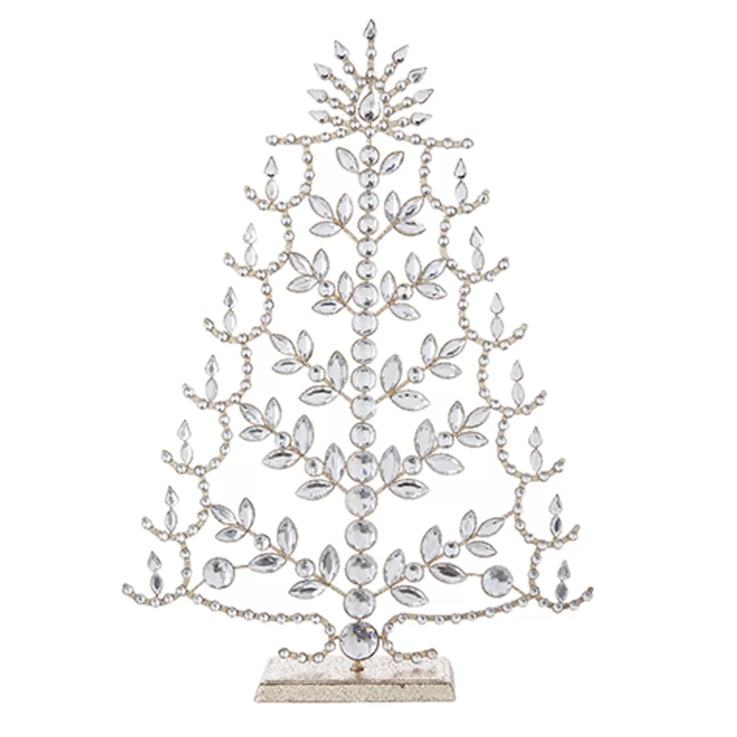The Jolly Christmas Shop Snowflake Soiree | Elegant | Raz 17" Crystal Jeweled Tree With Gold Glitter Christmas Decoration 4213512