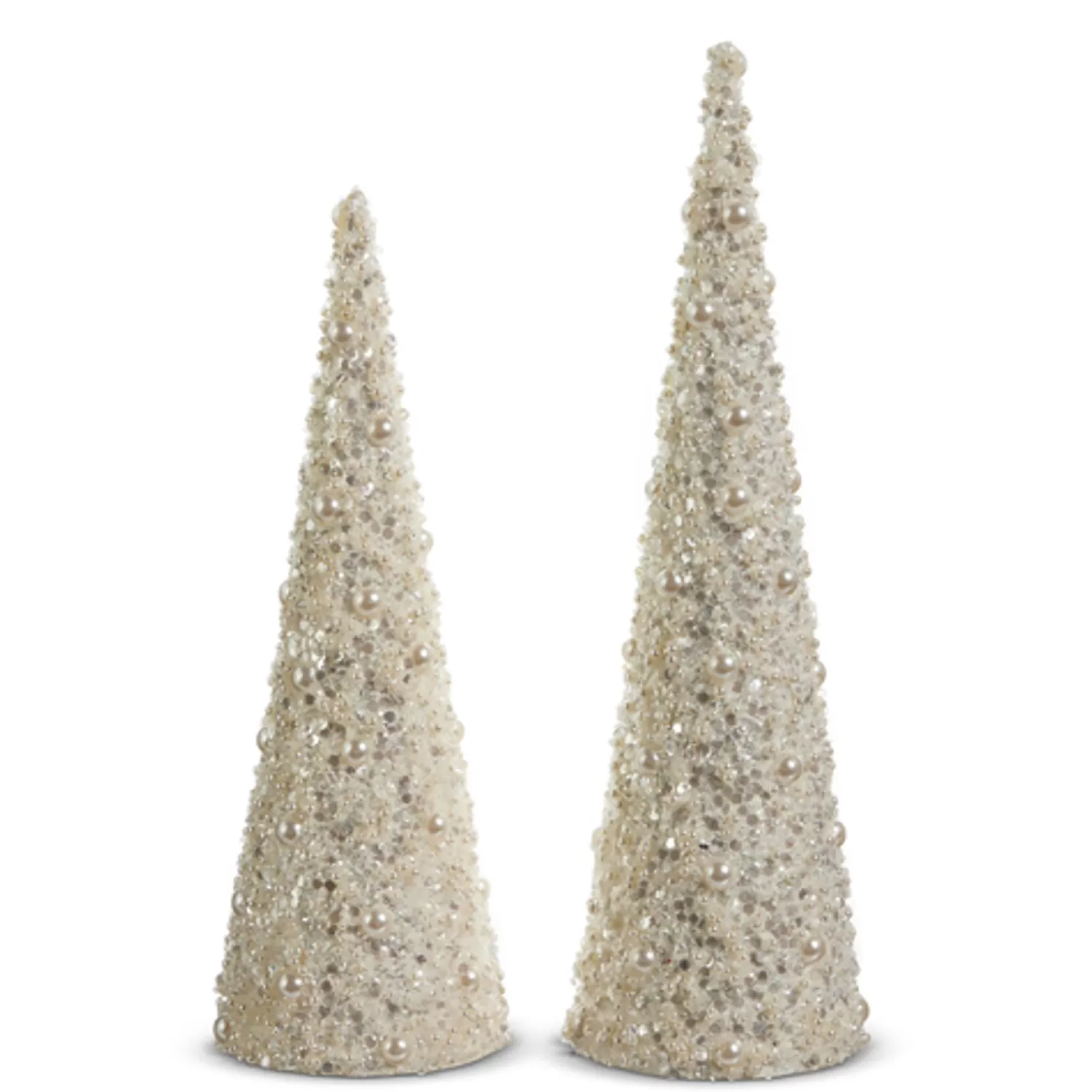 The Jolly Christmas Shop Champagne Wishes | Elegant | Raz 17" Pearl Cone Tree Christmas Decoration Set Of 2 4406674