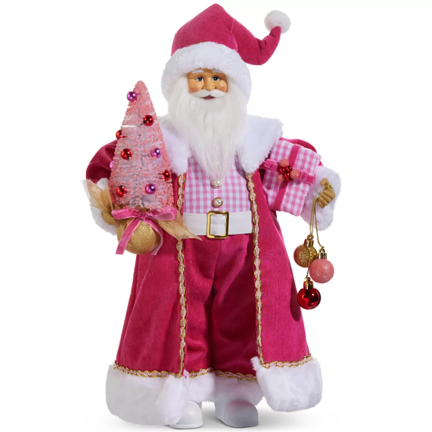 The Jolly Christmas Shop Jingle And Cocoa | A Blushing Holiday | Raz 18" Bubble Gum Diva Pink Santa Christmas Figure 4415589