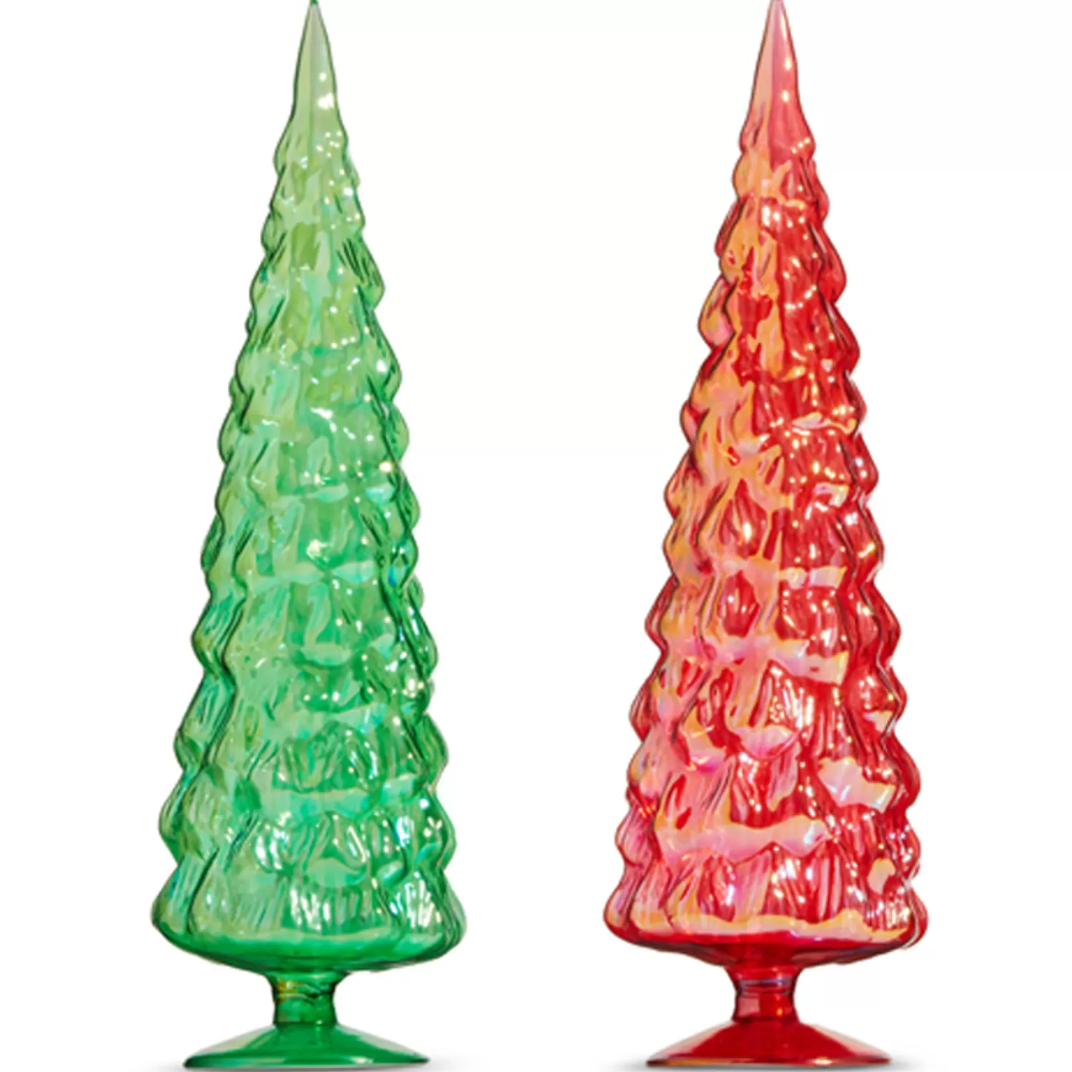 The Jolly Christmas Shop Charming Holiday | Houses And Accessories·Christmas Houses | Raz 18" Large Iridescent Red Or Green Glass Tree Christmas Decoration