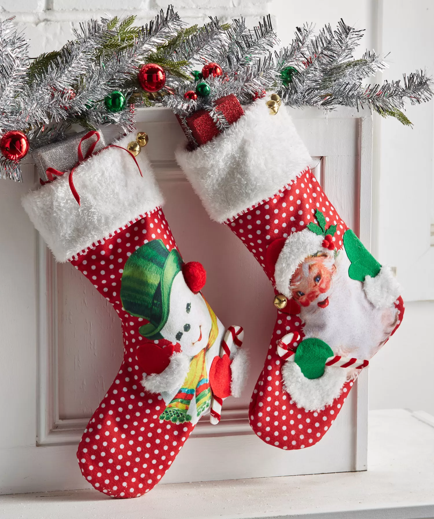 The Jolly Christmas Shop Vintage Reincarnated | Tinsel Town | Raz 19" Retro Christmas Stocking Santa Or Snowman 4416274