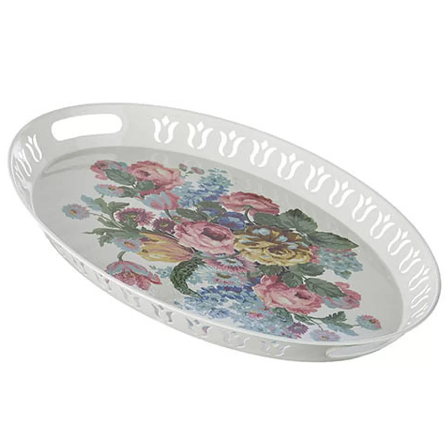 The Jolly Christmas Shop Wall Decor | Home Accents | Raz 20.5" Floral Print Oval Tray Spring Decoration 4257267