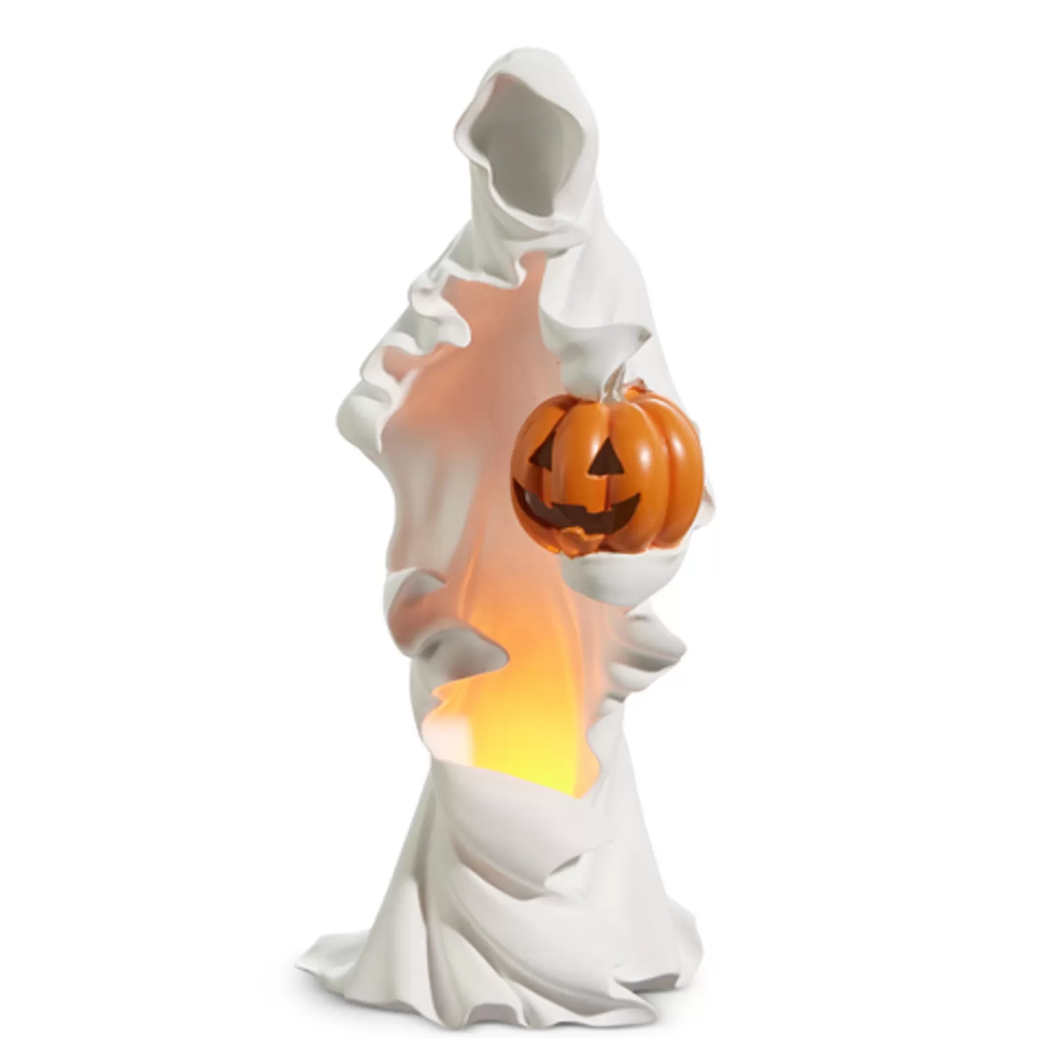 The Jolly Christmas Shop Halloween Indoor Decorations | Raz 20" Lighted Faceless White Ghost Holding Pumpkin Halloween Figure 4457647