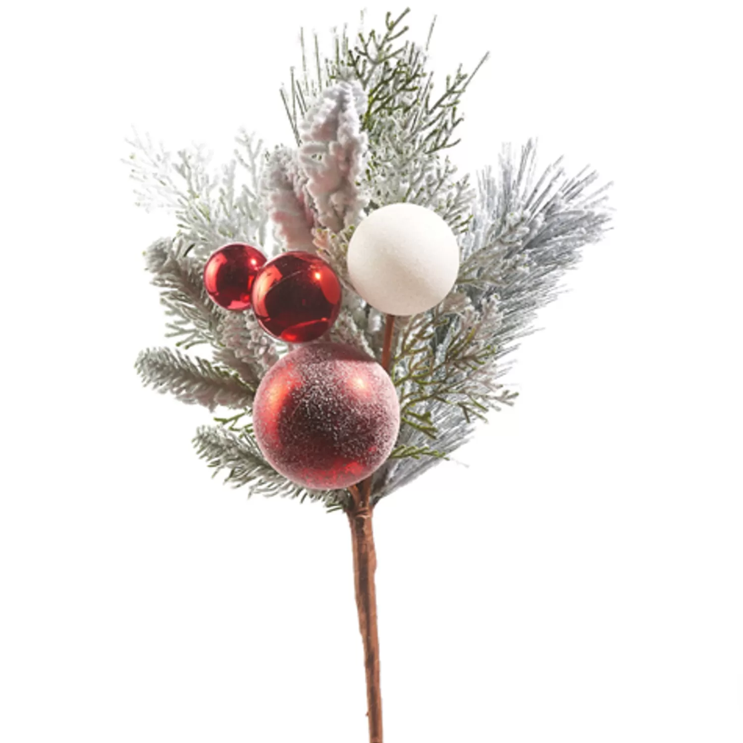 The Jolly Christmas Shop Jingle And Cocoa | The Candy Shop | Raz 20" Mixed Greenery And Red And White Ornament Pick Christmas Tree Accessory F4309875