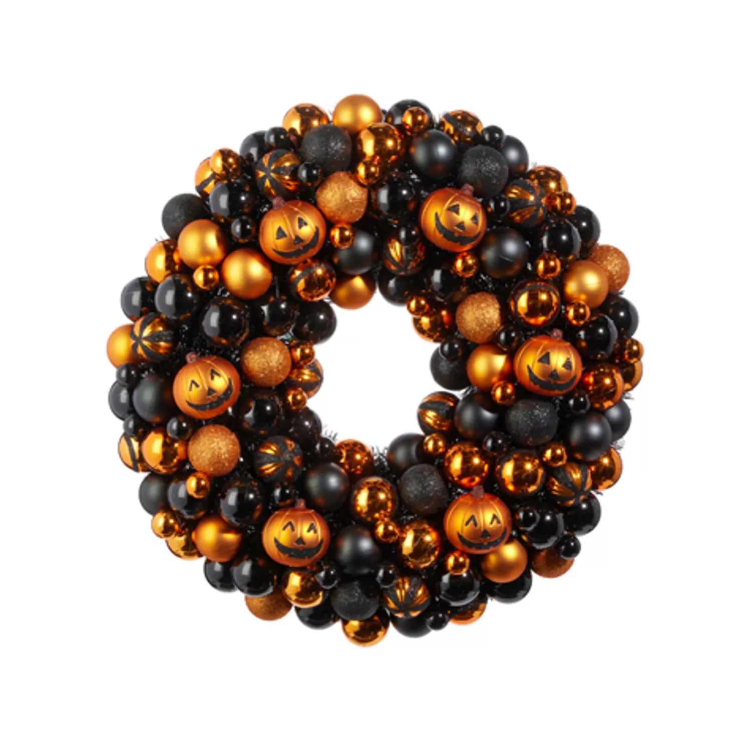The Jolly Christmas Shop Halloween Wreaths | Raz 21" Jack O Lantern And Tinsel Ball Halloween Wreath W4432702
