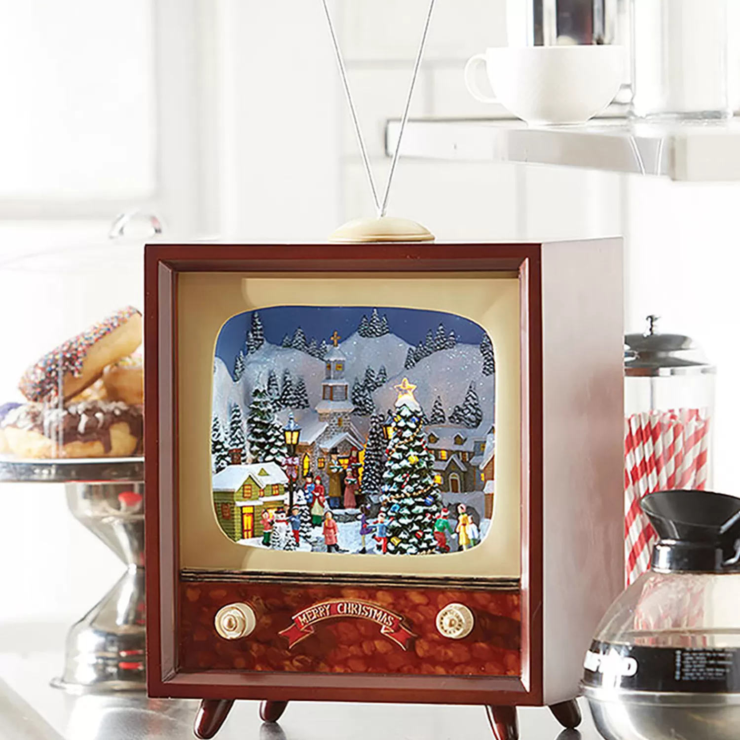 The Jolly Christmas Shop Vintage Reincarnated | Vintage Decorations | Raz 22" Musical Animated Retro Television TV Christmas Figure 3816449