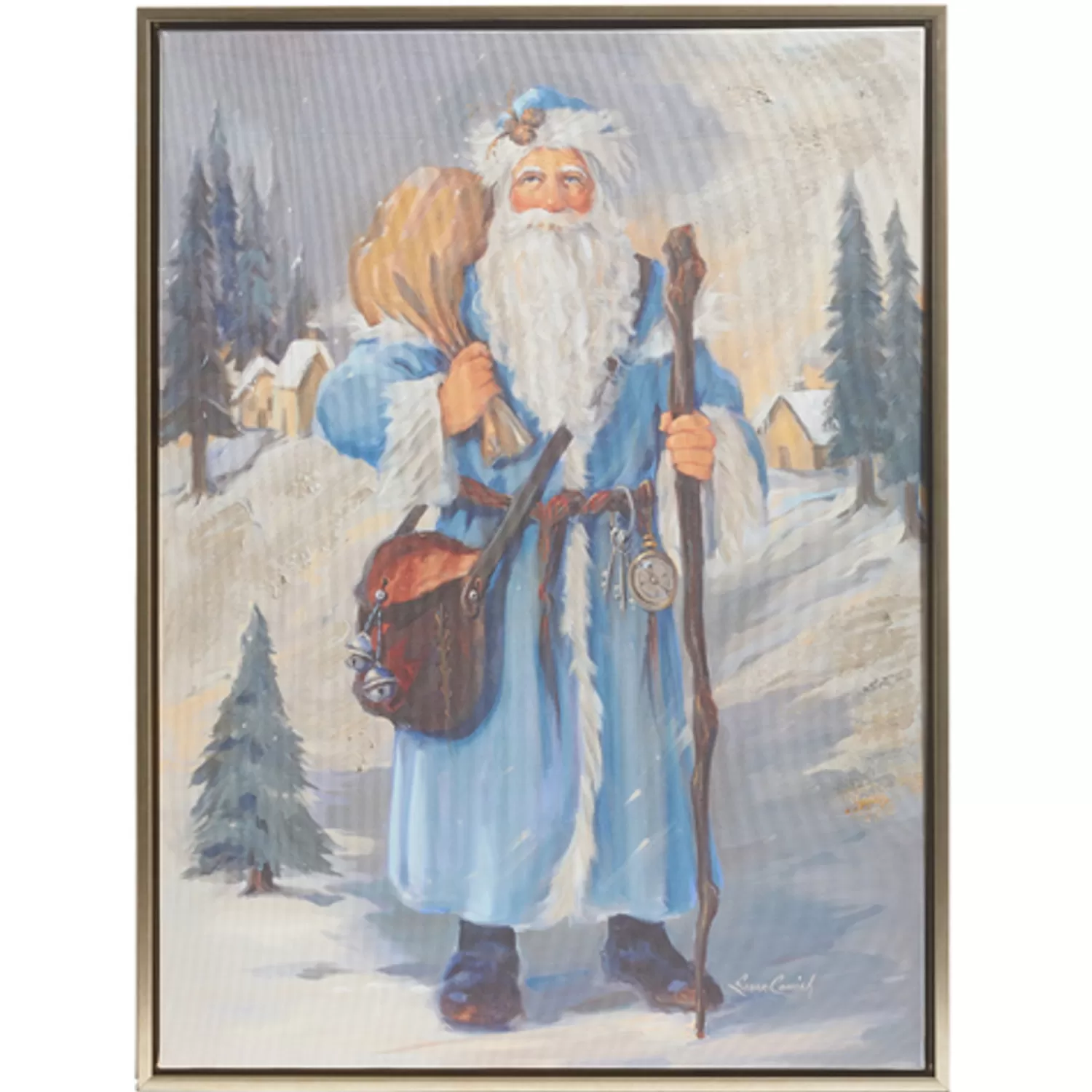 The Jolly Christmas Shop Celebrate The Season | Santa Christmas Decorations | Raz 23.5" Old World Santa Textured Framed Wall Art Christmas Decoration 4357354