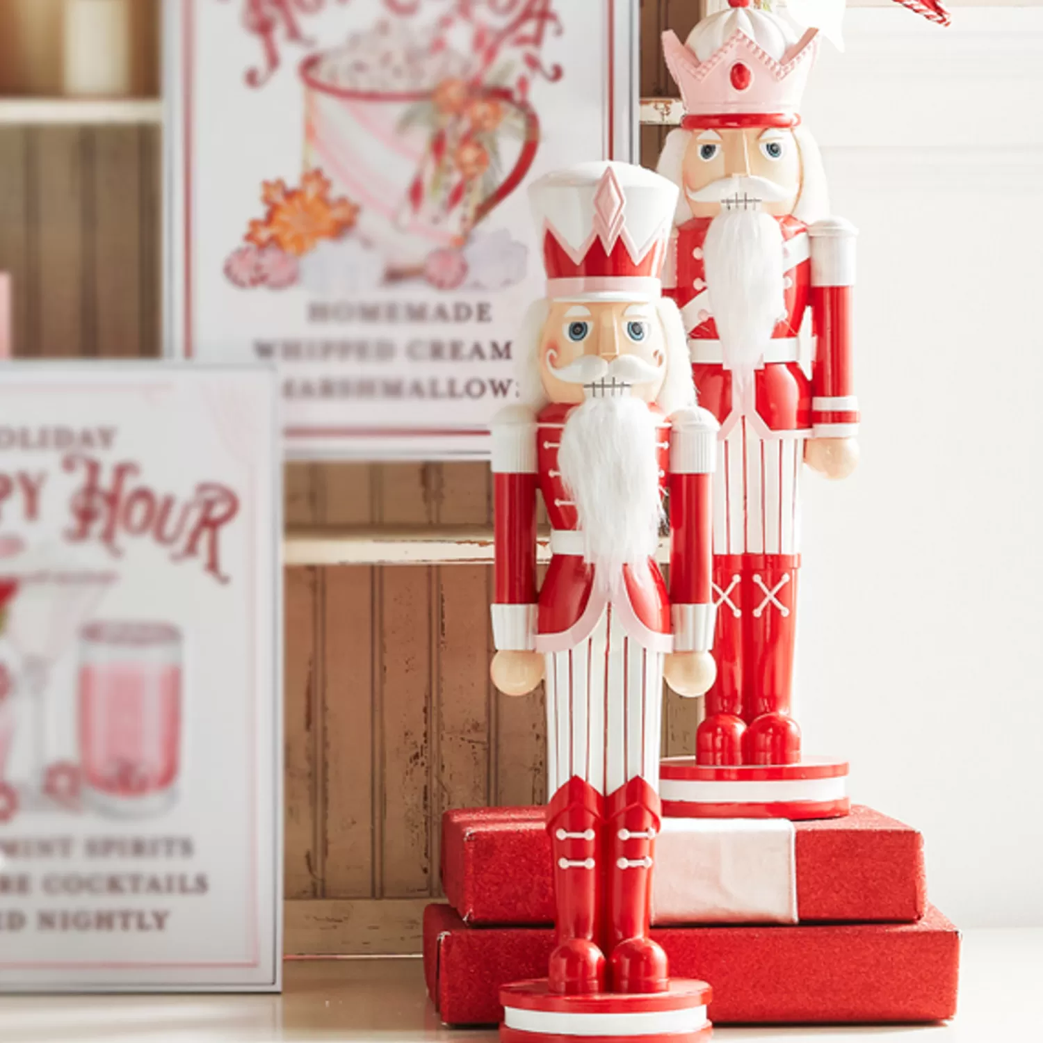 The Jolly Christmas Shop Jingle And Cocoa | Pink Christmas Decorations | Raz 23.75" Peppermint Red And Pink Nutcracker Christmas Decoration 4301601