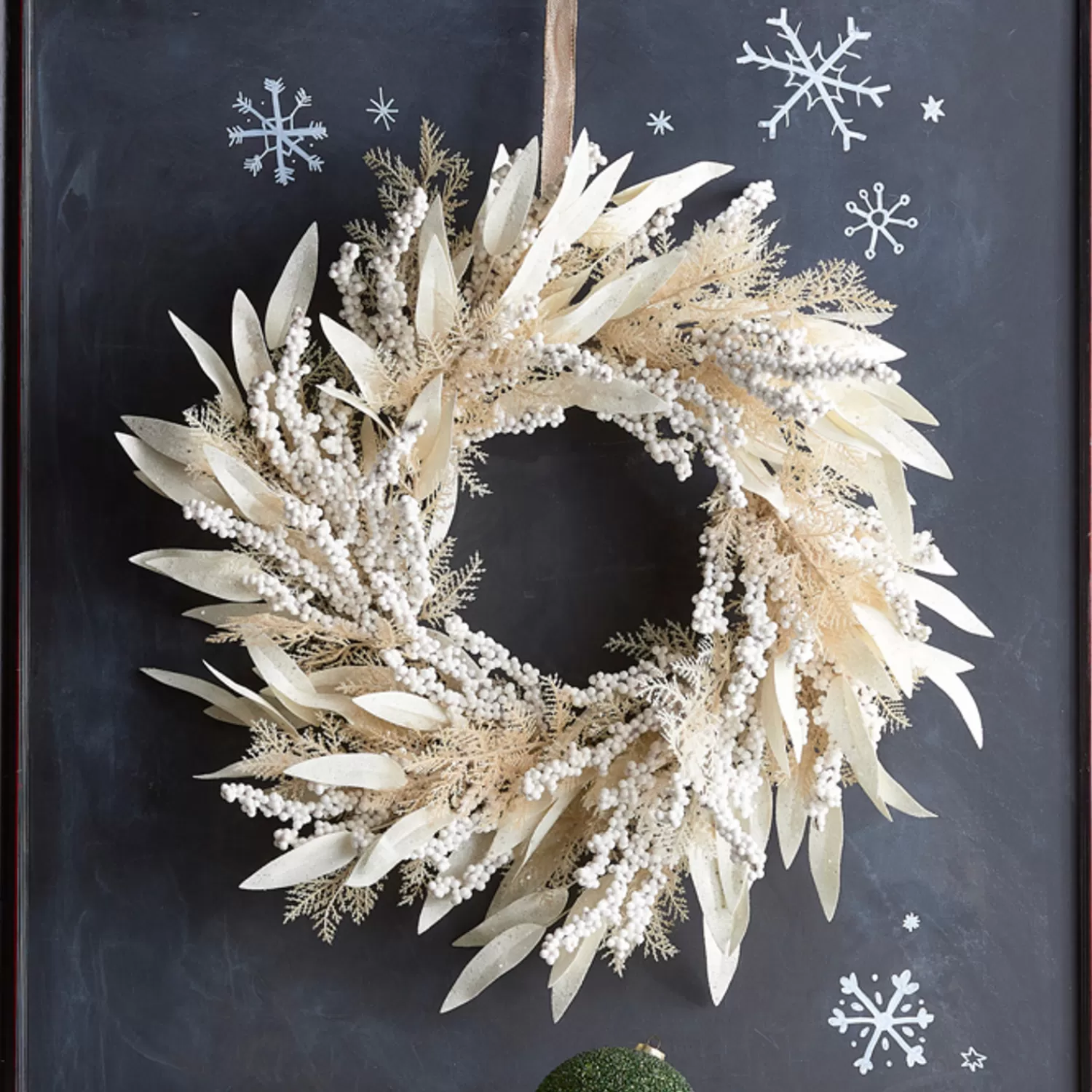 The Jolly Christmas Shop All Is Calm | Christmas Wreaths | Raz 24" Cream Cedar And Laurel Leaf Christmas Wreath W4306696