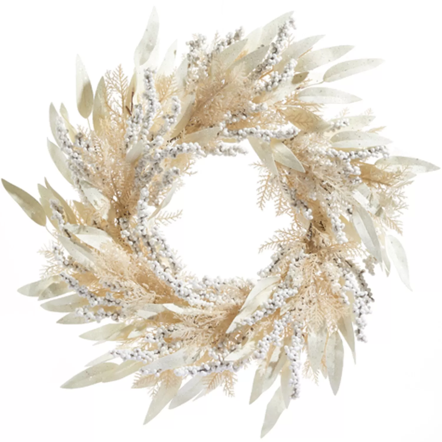 The Jolly Christmas Shop All Is Calm | Christmas Wreaths | Raz 24" Cream Cedar And Laurel Leaf Christmas Wreath W4306696