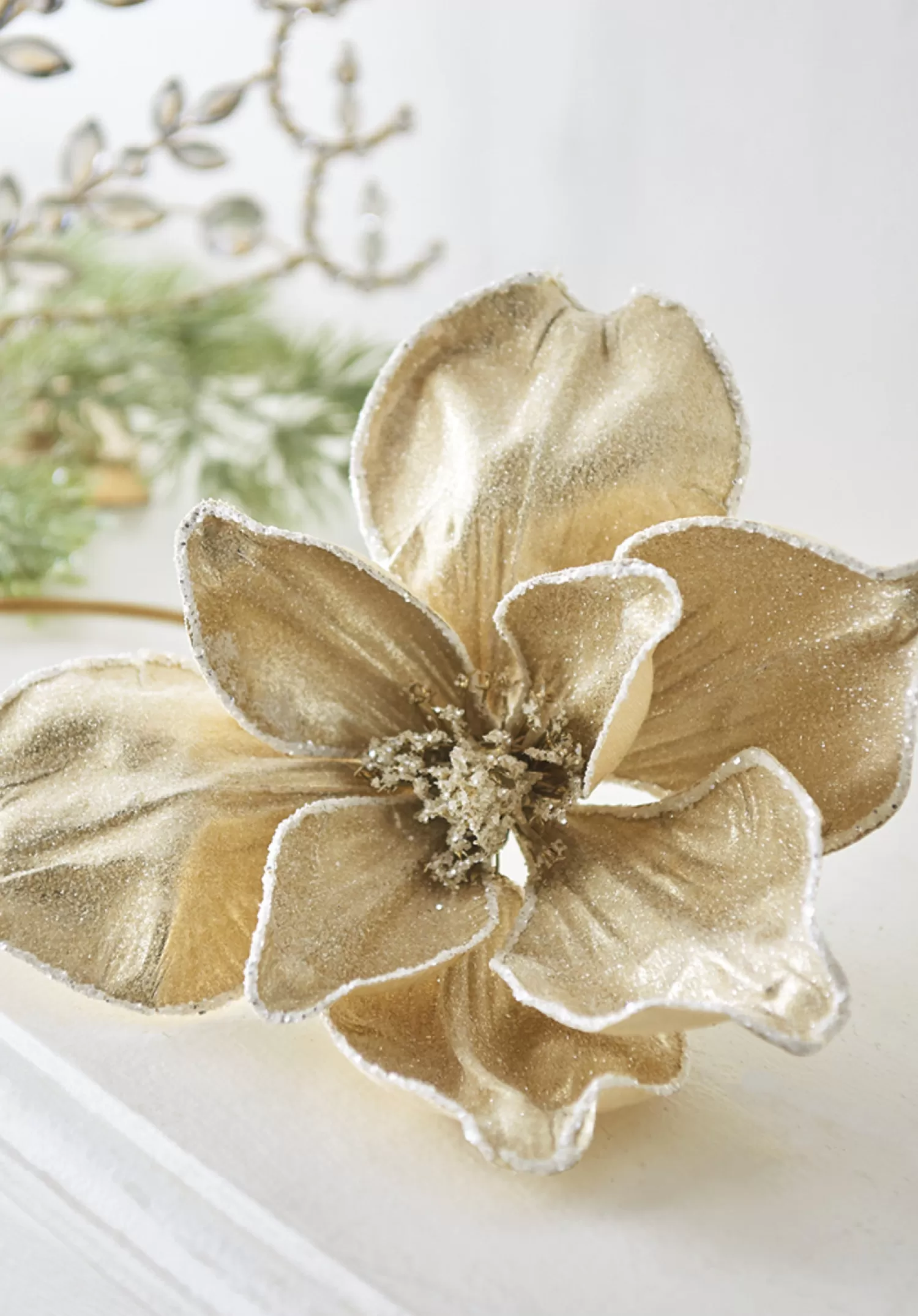 The Jolly Christmas Shop Celebrate The Season | Champagne Wishes | Raz 24" Iced Champagne Magnolia Stem Christmas Tree Spray F4206772