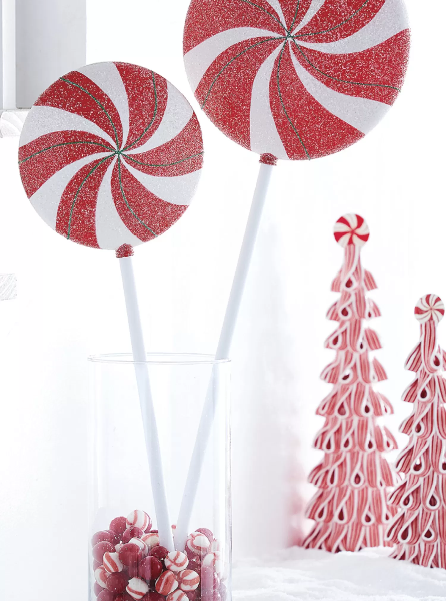 The Jolly Christmas Shop Jingle And Cocoa | The Candy Shop | Raz 24" Or 30" Peppermint Lollipop Stem Christmas Tree Pick