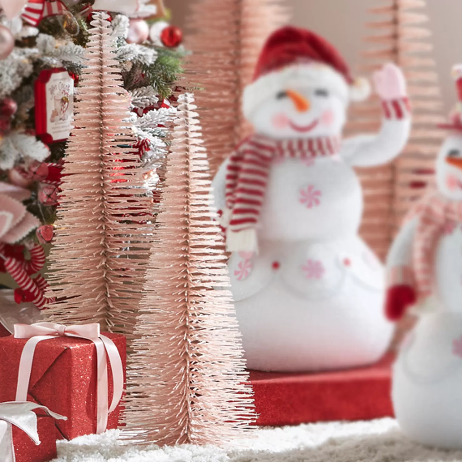The Jolly Christmas Shop Jingle And Cocoa | Pink Christmas Decorations | Raz 24" Pink Bottle Brush Trees Christmas Decorations 4306107