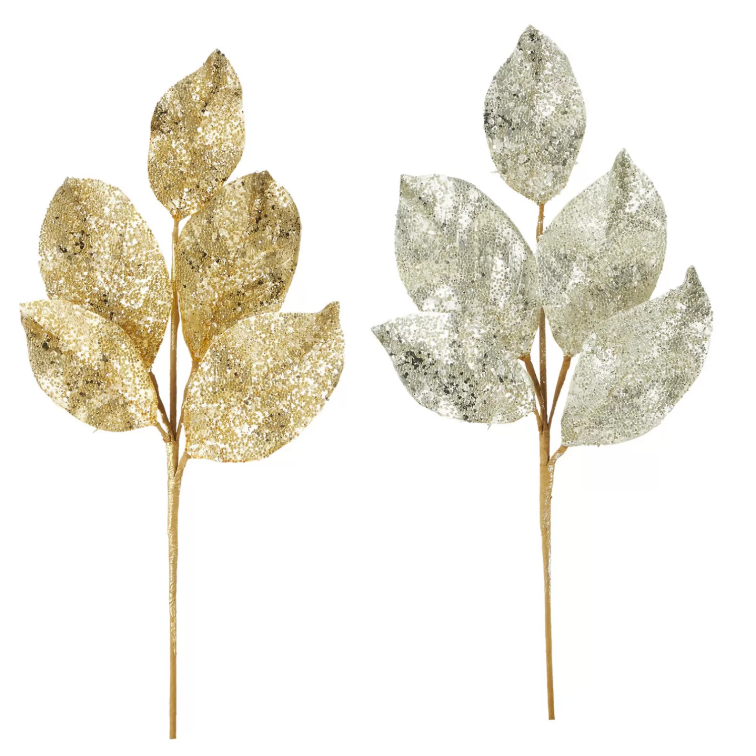 The Jolly Christmas Shop Bon Noel | Tartan Traditions | Raz 24" Silver Or Gold Beaded Metallic Leaf Christmas Spray F4106650