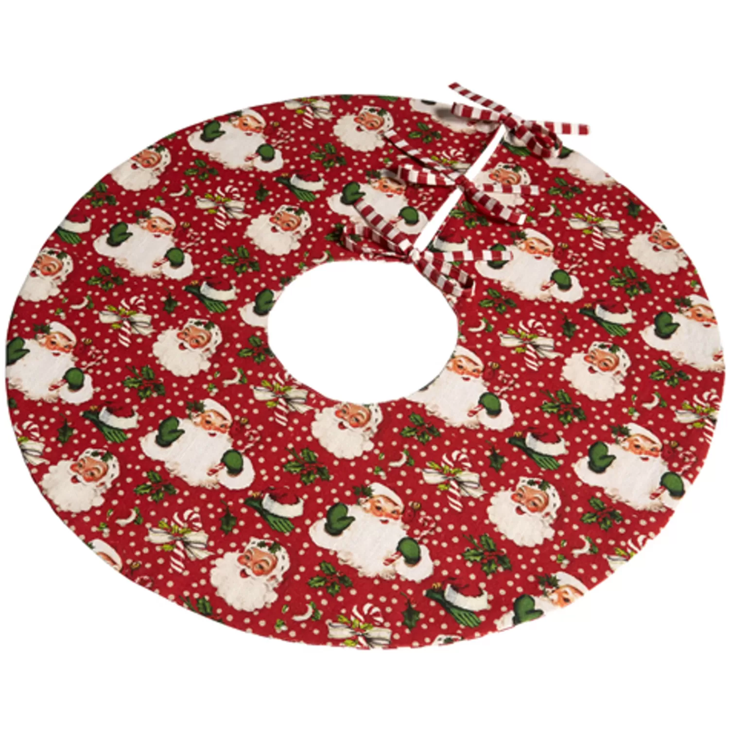 The Jolly Christmas Shop Vintage Reincarnated | Vintage Farm House | Raz 24" Small Red Or Green Retro Santa Christmas Tree Skirt