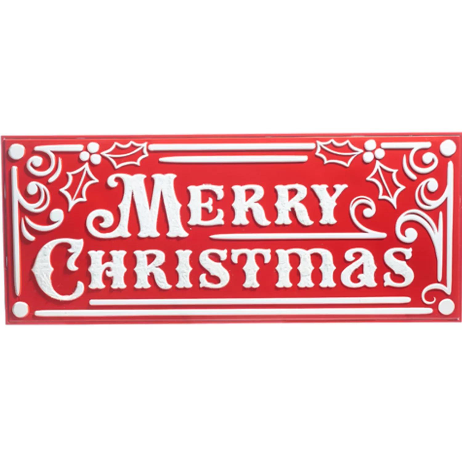 The Jolly Christmas Shop Jingle And Cocoa | Hot Cocoa Bar | Raz 27.75" Large Red Merry Christmas Embossed Metal Christmas Sign 4359006