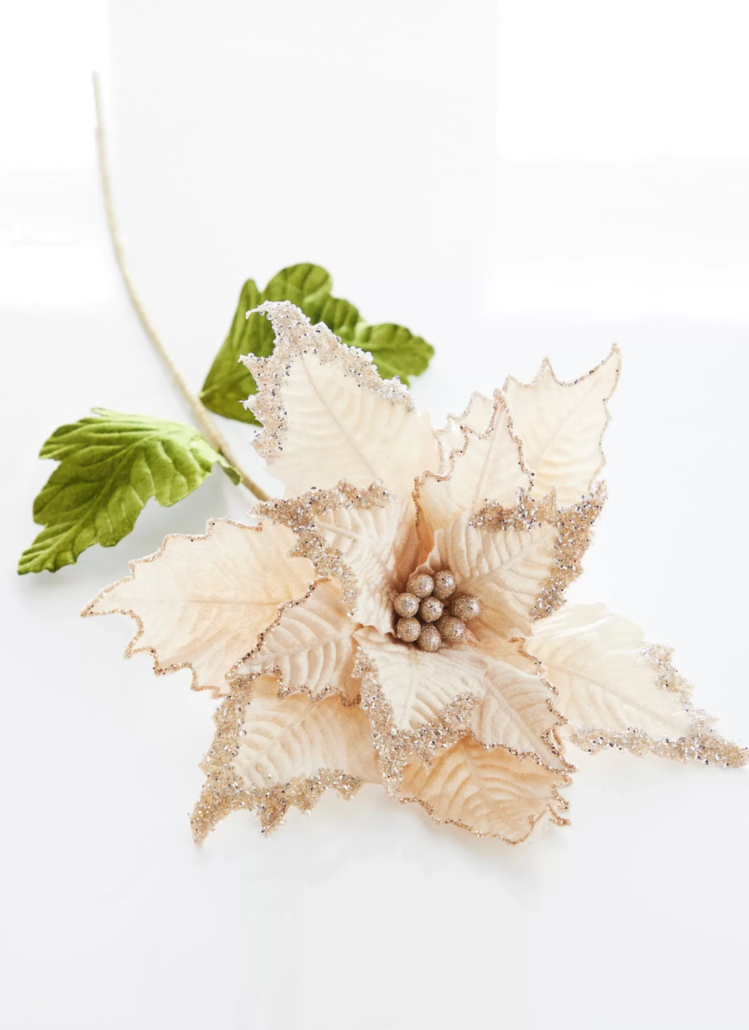 The Jolly Christmas Shop Celebrate The Season | Elegant | Raz 27" Ivory Velvet Poinsettia Stem Christmas Tree Pick F4306735