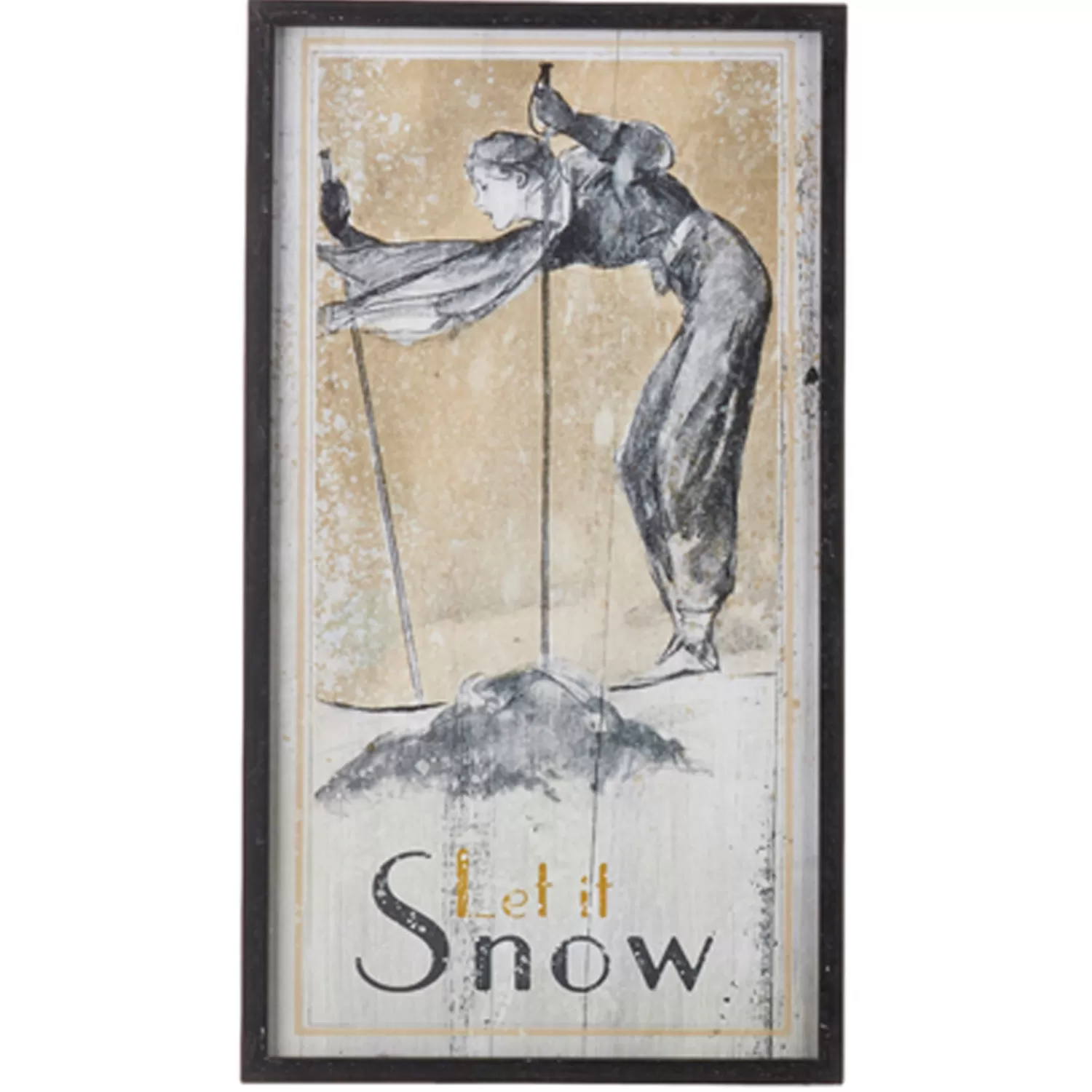 The Jolly Christmas Shop Dashing Through The Snow | Woodland Wonder | Raz 28" Vintage Ski Framed Wooden Christmas Wall Art 4144581