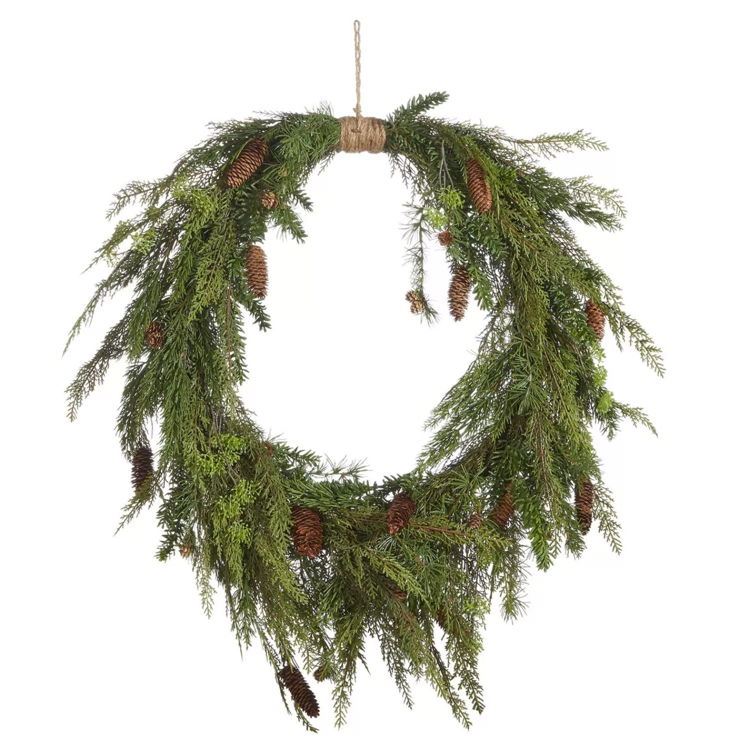 The Jolly Christmas Shop Bon Noel | Woodland Wonder | Raz 30" Real Feel Oval Cedar And Pinecone Christmas Wreath W4011591