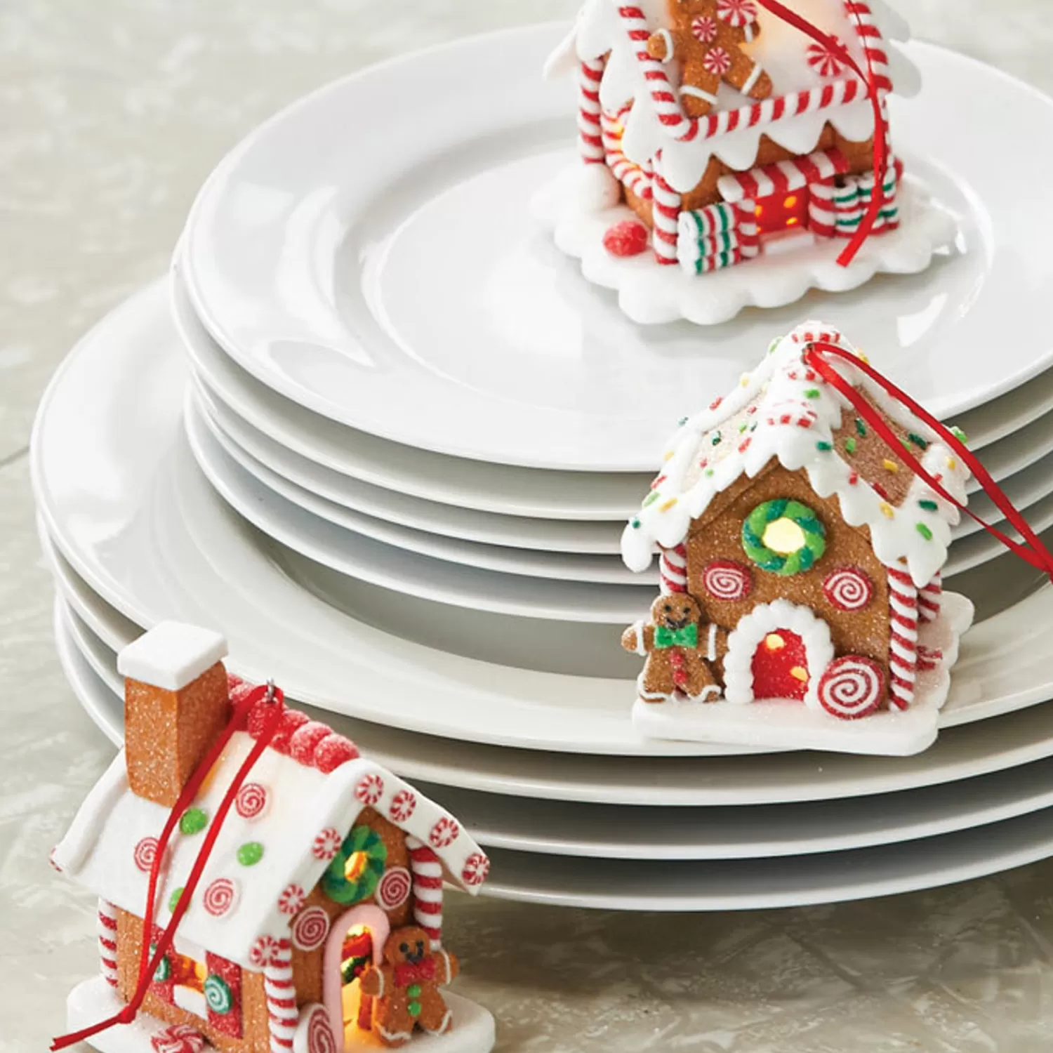 The Jolly Christmas Shop Jingle And Cocoa | Gingerbread | Raz 3.25" LED Lighted Claydough Gingerbread House Christmas Ornament 3815534