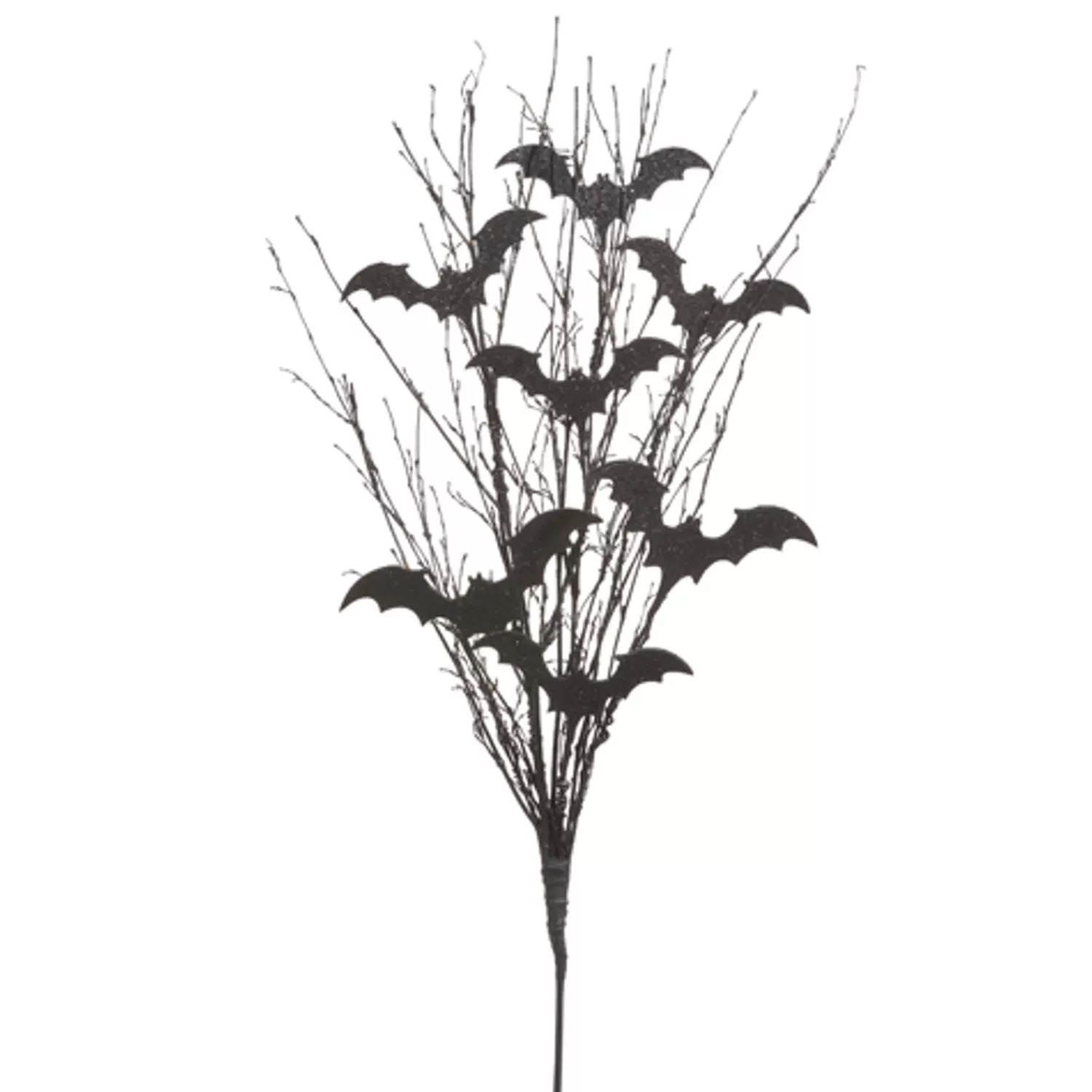 The Jolly Christmas Shop Halloween Picks And Sprays | Raz 34" Black Willow And Glittered Bat Halloween Spray F4406675