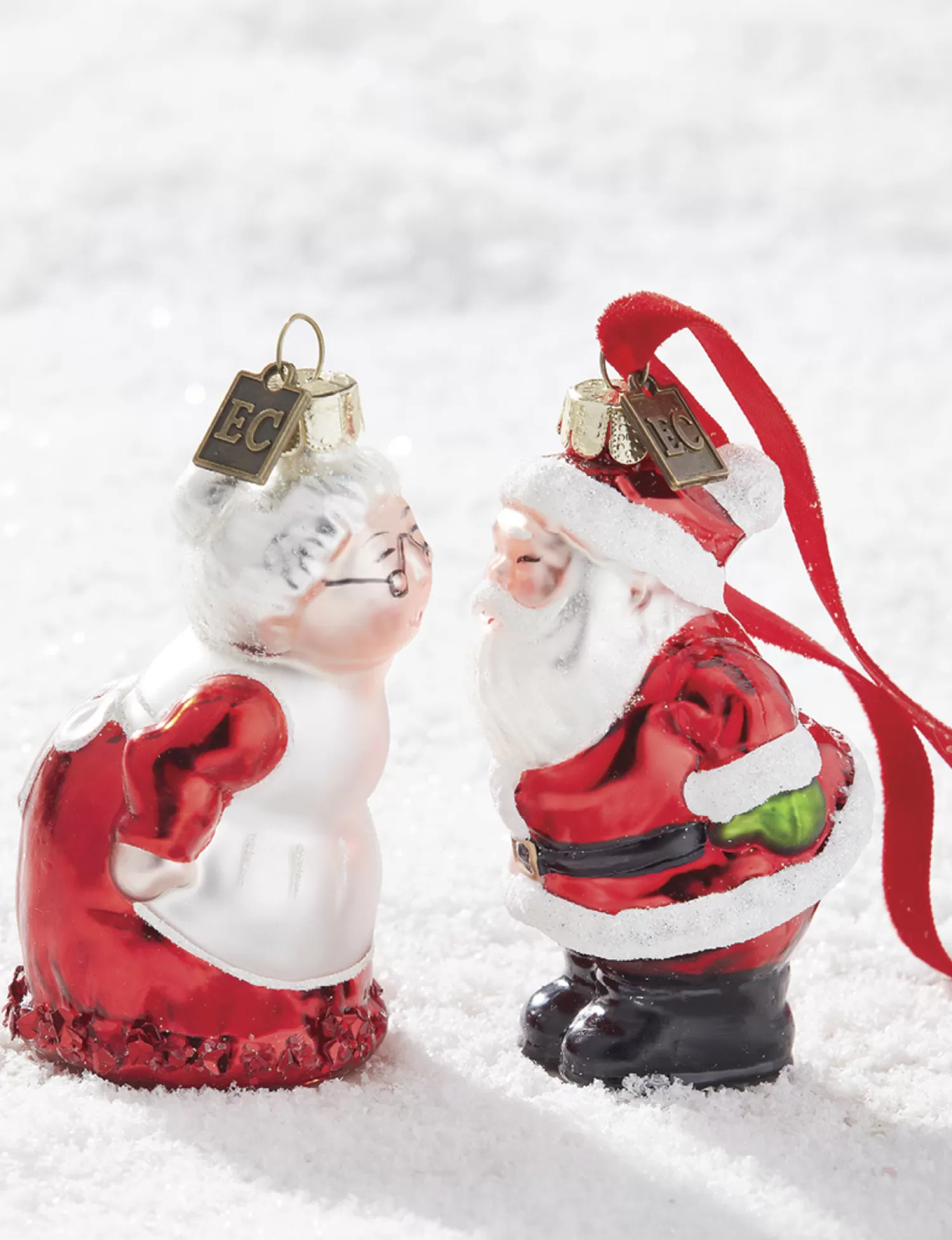 The Jolly Christmas Shop Jingle And Cocoa | Eric Cortina | Raz 3.5" Eric Cornina Mr. And Mrs. Claus Glass Christmas Ornament 4153127