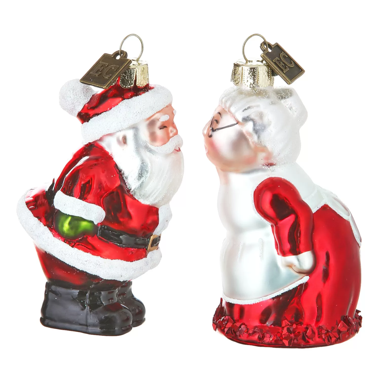The Jolly Christmas Shop Jingle And Cocoa | Eric Cortina | Raz 3.5" Eric Cornina Mr. And Mrs. Claus Glass Christmas Ornament 4153127