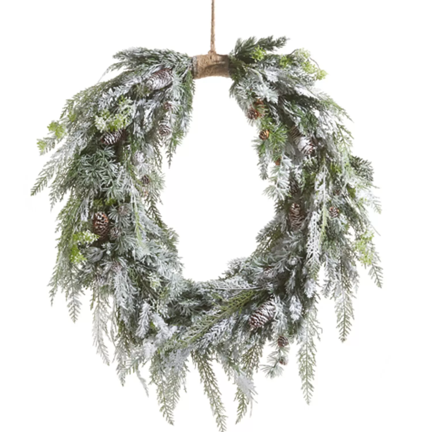 The Jolly Christmas Shop Heartfelt Holiday | All Is Calm | Raz 36" Flocked Oval Cedar And Pinecone Christmas Wreath W4309881