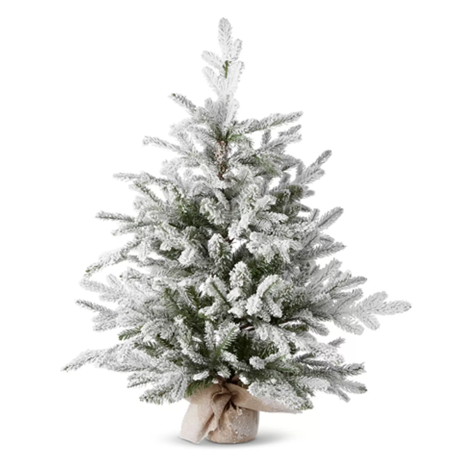 The Jolly Christmas Shop Dashing Through The Snow | Snow Christmas Decorations | Raz 3' Flocked Tree In Burlap Bag Christmas Decoration 4222750