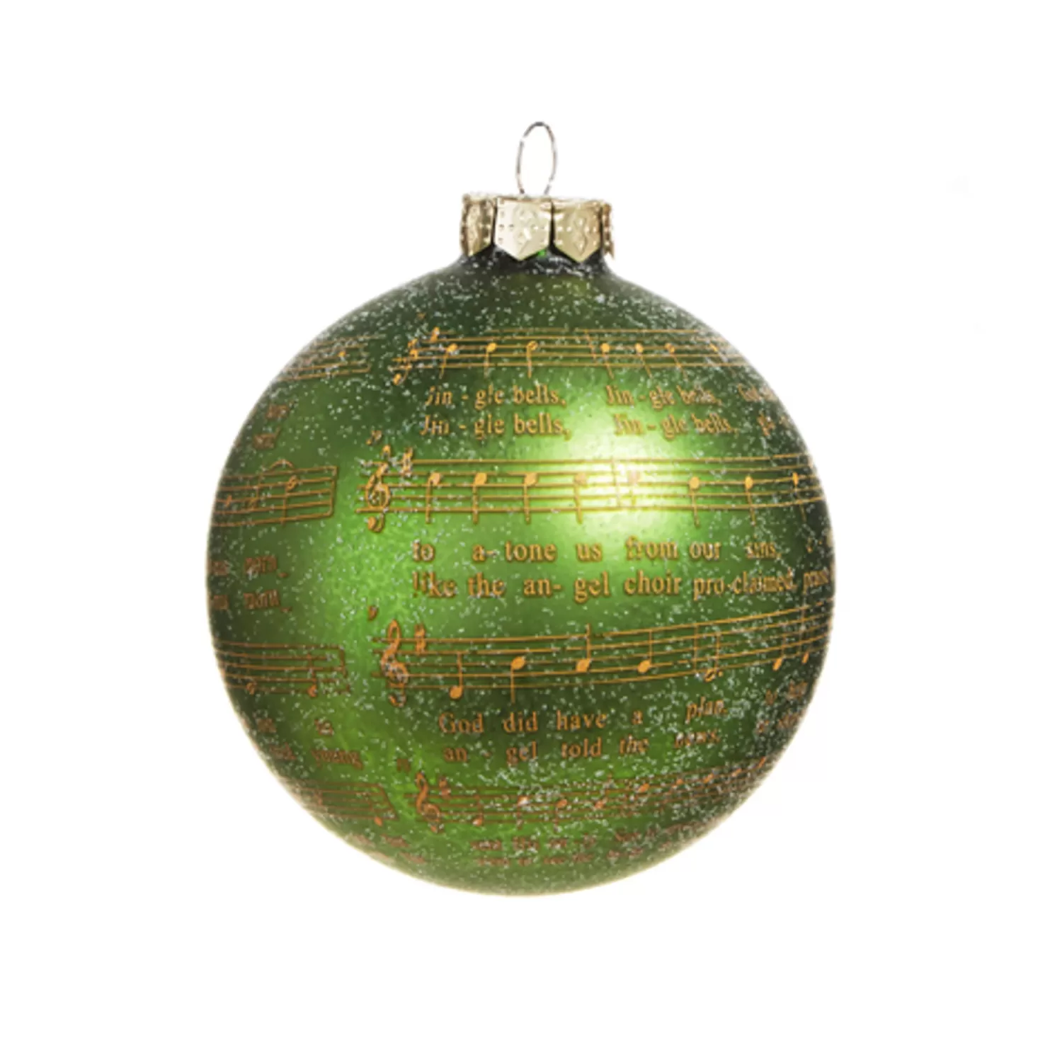 The Jolly Christmas Shop Celebrate The Season | Elegant | Raz 3" Green Glittered Sheet Music Glass Ball Christmas Ornament 4320916