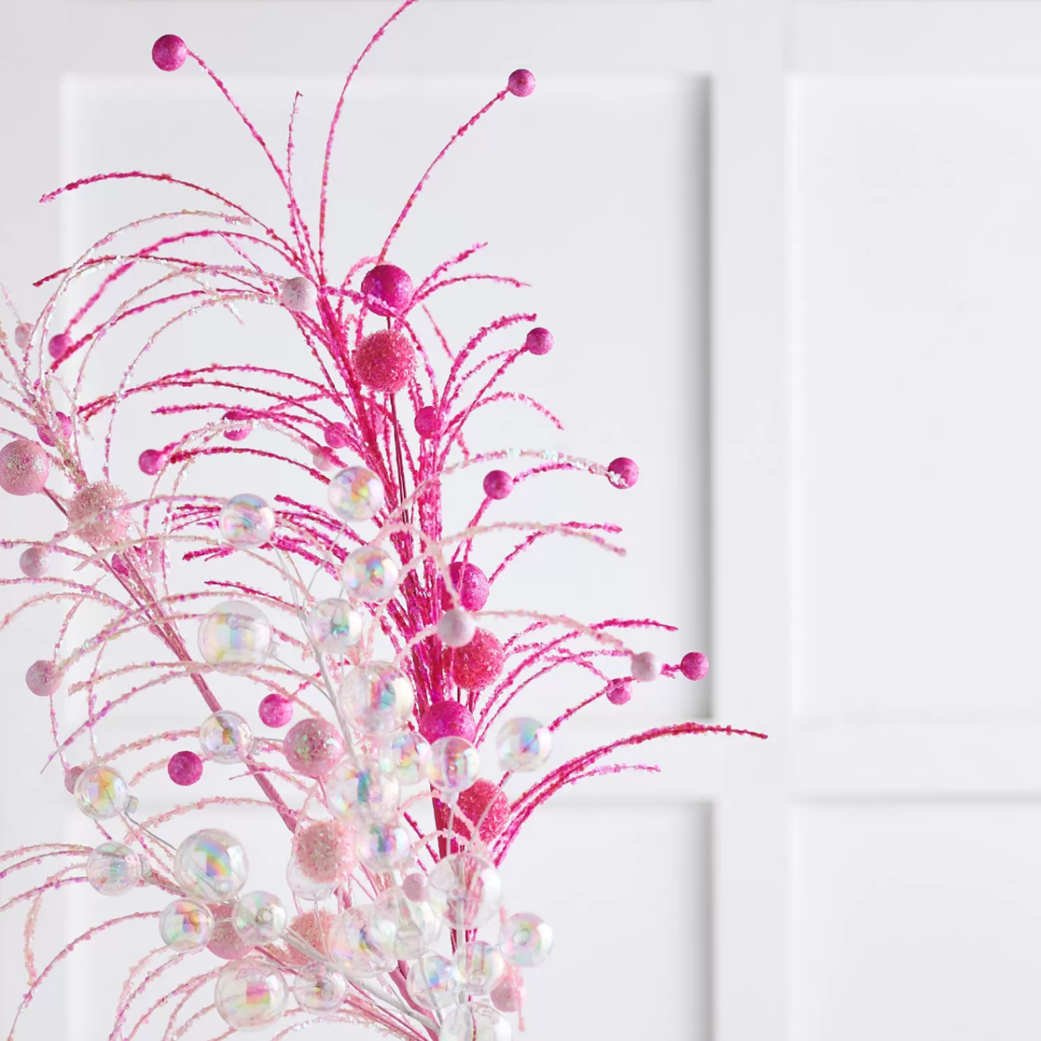 The Jolly Christmas Shop A Blushing Holiday | Pink Christmas Decorations | Raz 42" Fuchsia Pink Glittered Ball Christmas Tree Spray F4402476
