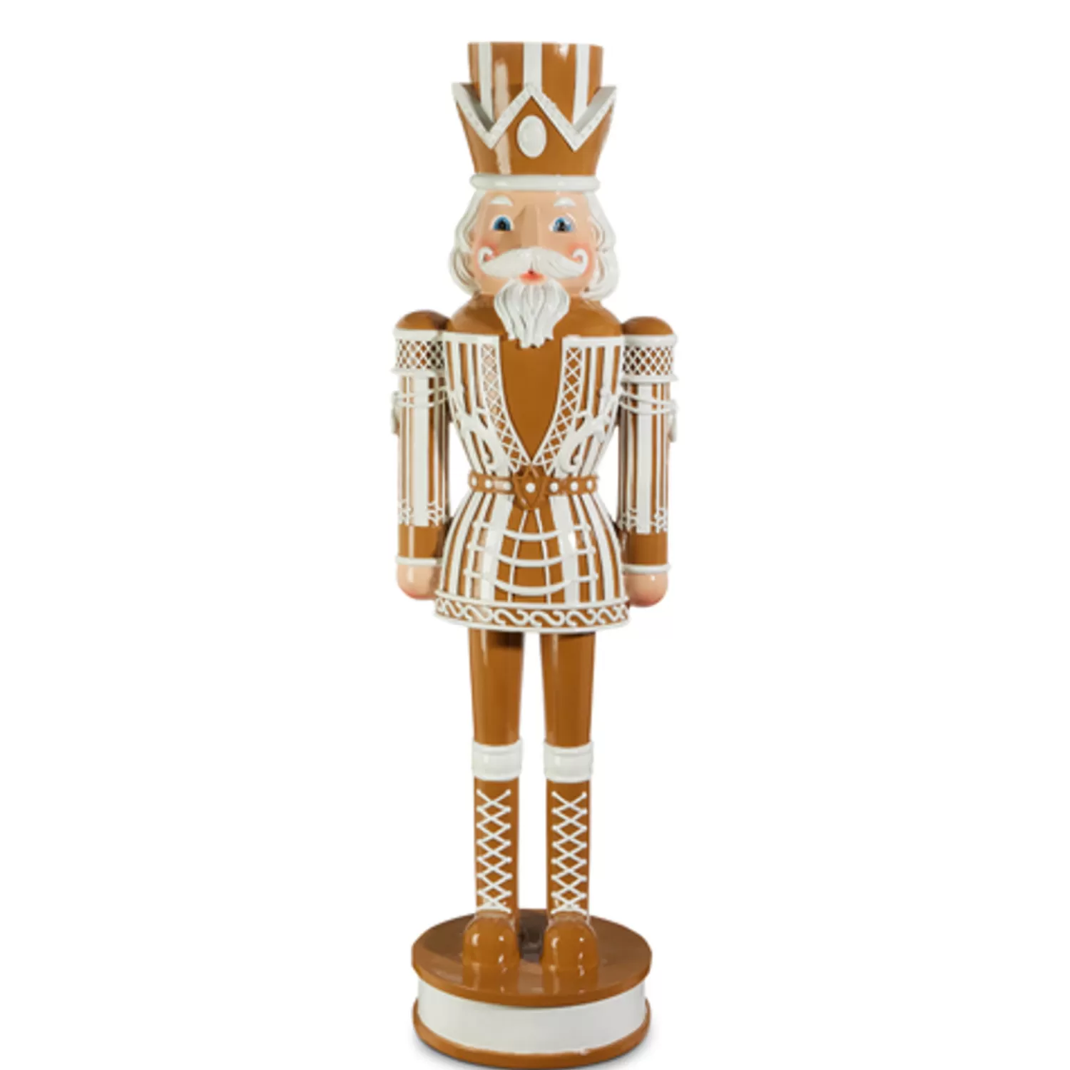 The Jolly Christmas Shop Jingle And Cocoa | Gingerbread | Raz 44" Large White And Brown Gingerbread Nutcracker Christmas Figure 4401601