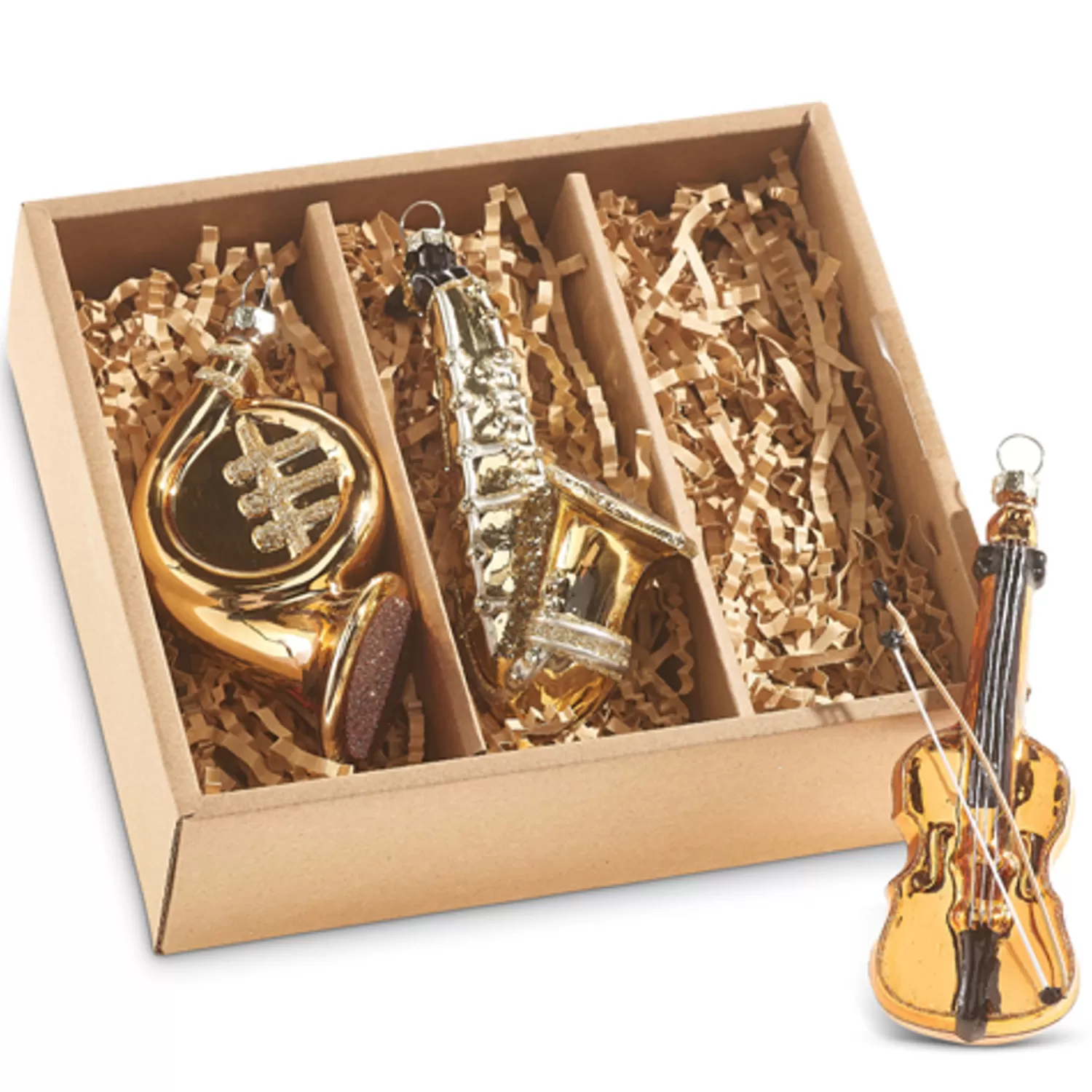 The Jolly Christmas Shop Classic Carols | Christmas Traditions | Raz 4.5" Box Of Musical Instruments Glass Christmas Ornaments 4320907