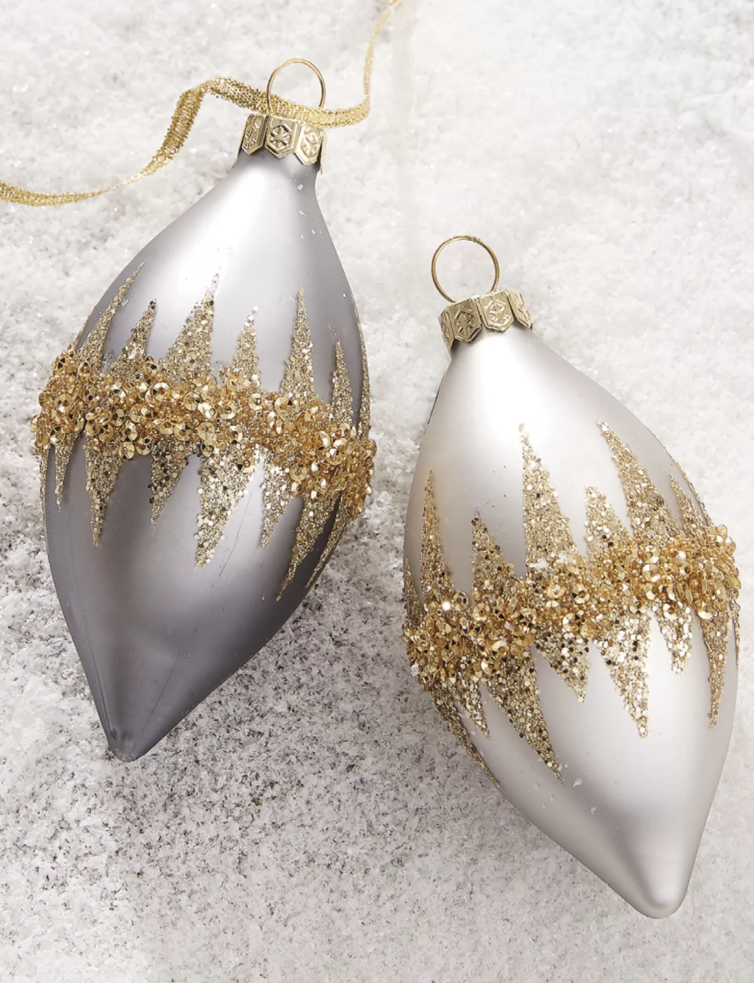 The Jolly Christmas Shop Bon Noel | Elegant | Raz 4.5" Double Point Gold Glittered Christmas Ornament 4120852