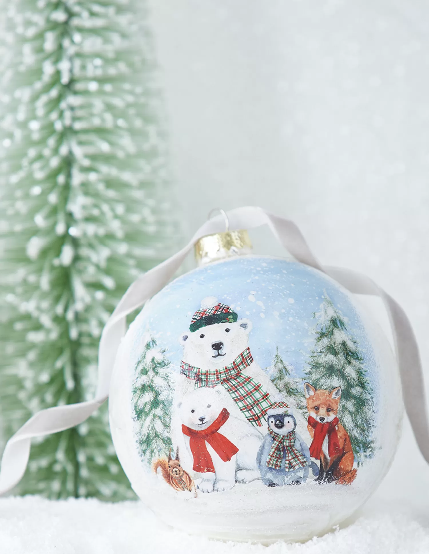 The Jolly Christmas Shop Dashing Through The Snow | Woodland Wonder | Raz 4.5" North Pole Friends Glass Ball Christmas Ornament 4224586