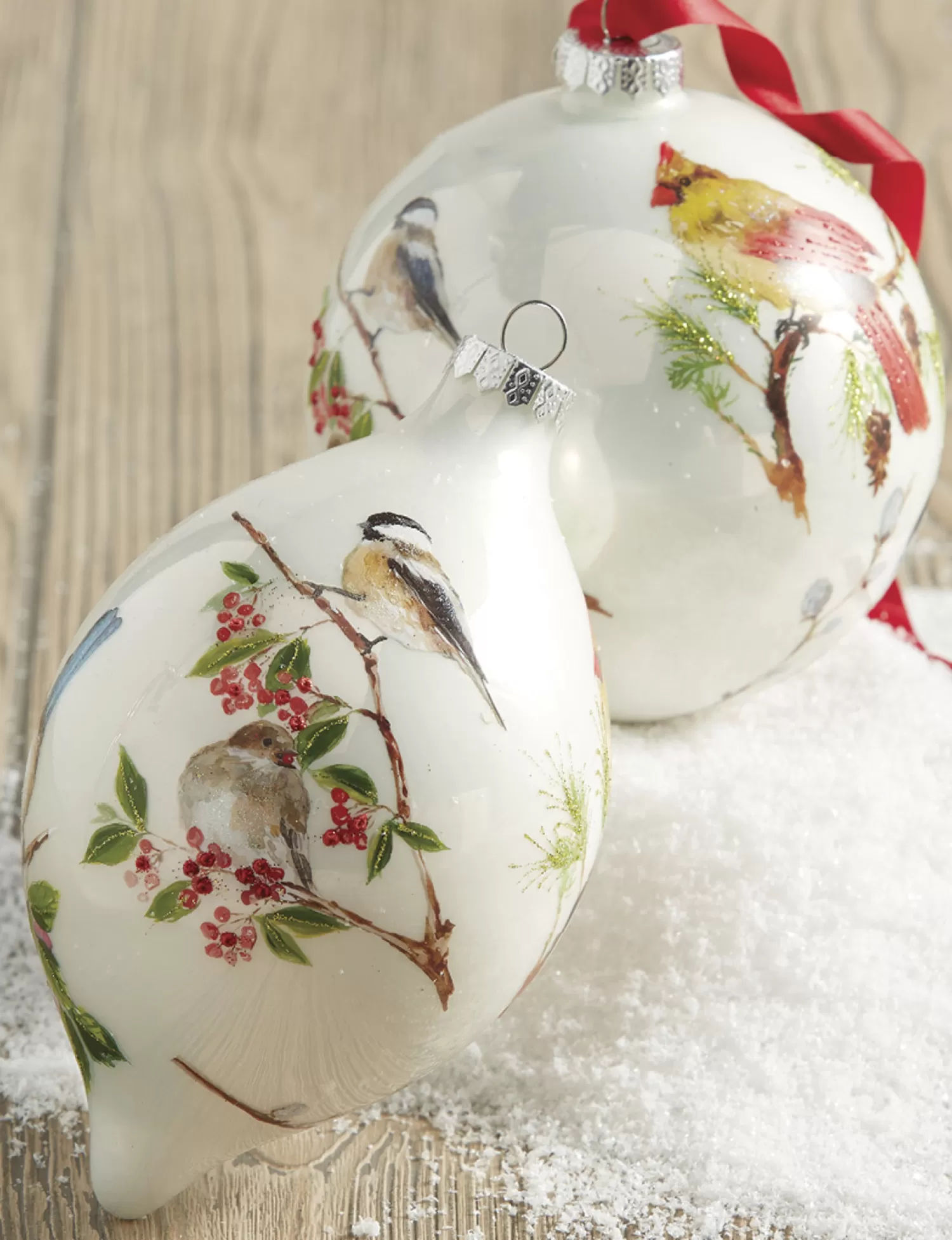 The Jolly Christmas Shop O Tannebaun | Cardinal Christmas Decorations | Raz 4.75" Winter Bird Glass Christmas Ornament 4024608