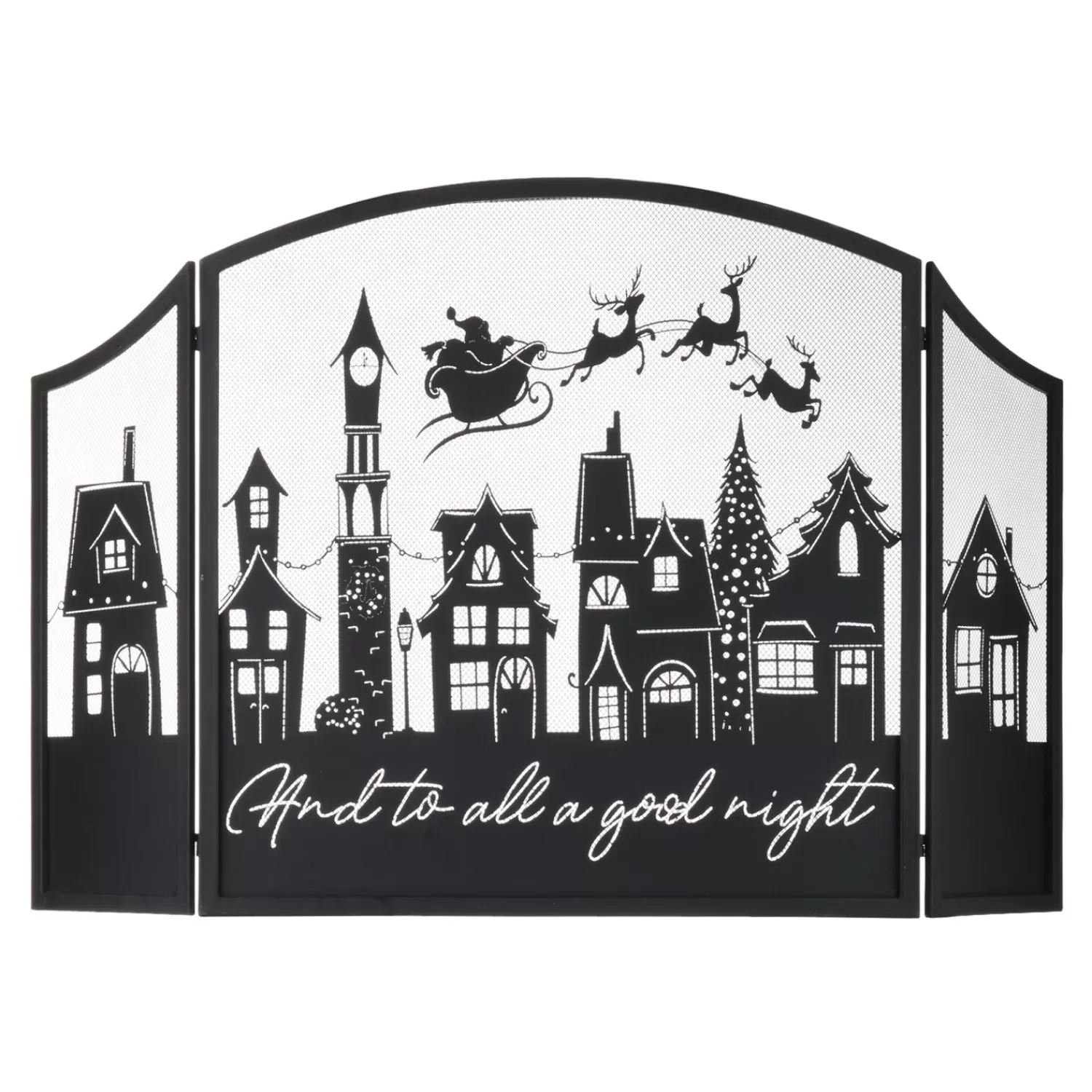 The Jolly Christmas Shop Sleigh Bells | Classic Carols | Raz 48" And To All A Good Night Christmas Fireplace Screen 4117027