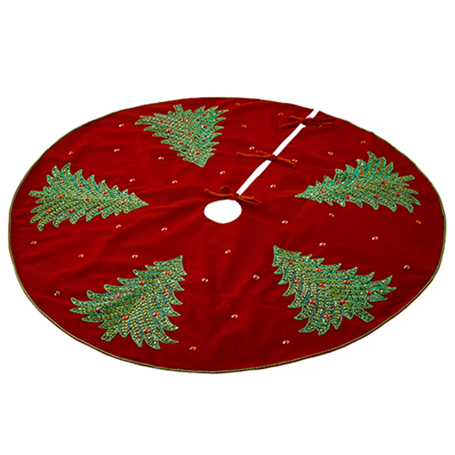 The Jolly Christmas Shop Christmas Traditions | Traditional Christmas Decorations | Raz 48" Red Velvet With Tree Embroidered Christmas Tree Skirt 4271787