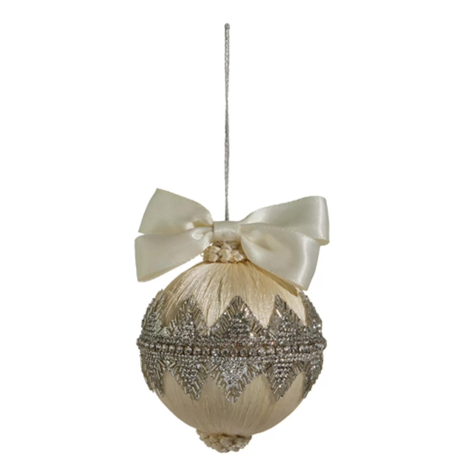 The Jolly Christmas Shop Champagne Wishes | Elegant | Raz 4" Champagne Jeweled Christmas Ornament With Bow 4427329